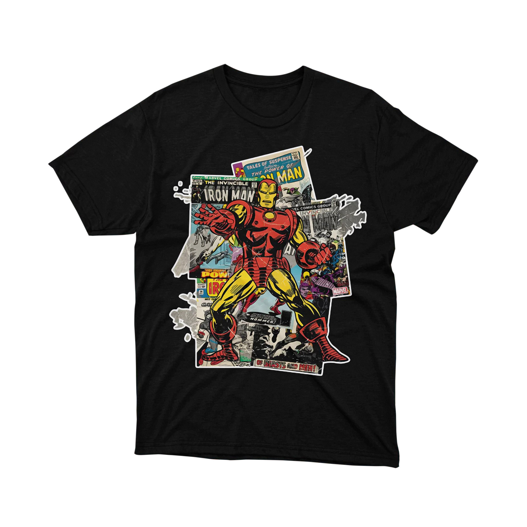 Marvel Iron Man Invincible Comic Book Collage T Shirt