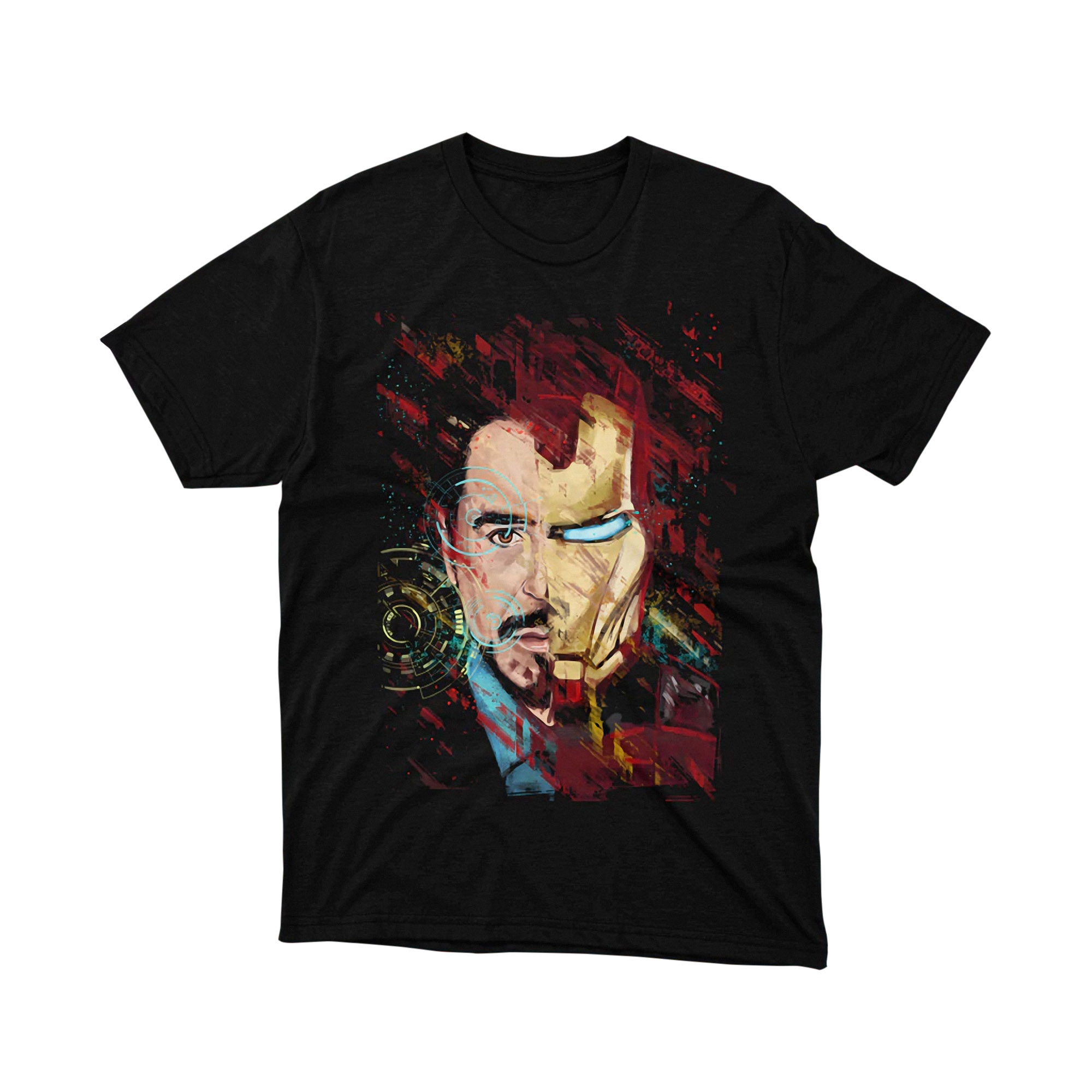 Marvel Iron Man Tony Stark Mask Split Portrait T Shirt