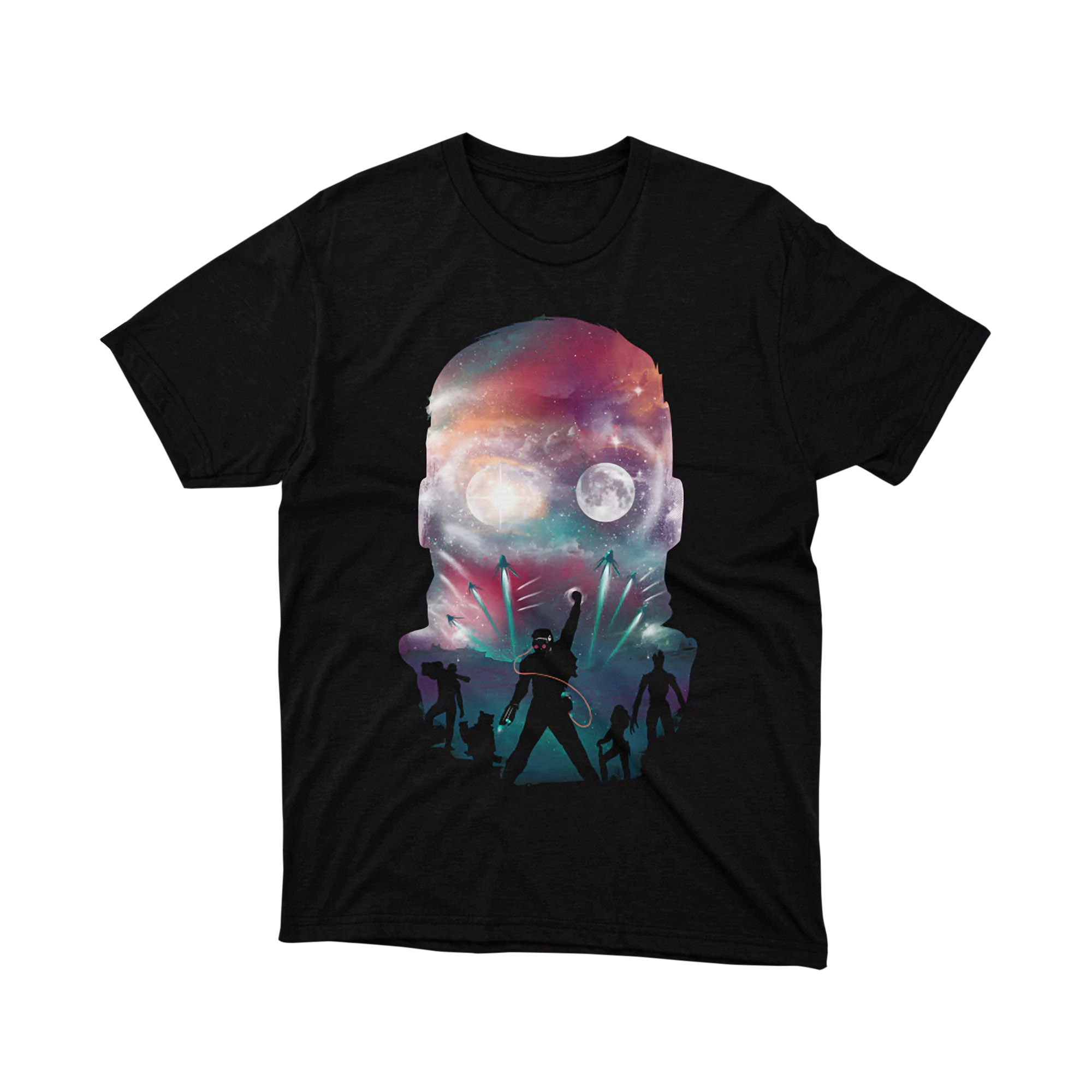 Marvel Star Lord Mask Galaxy Nebula Silhouette T Shirt