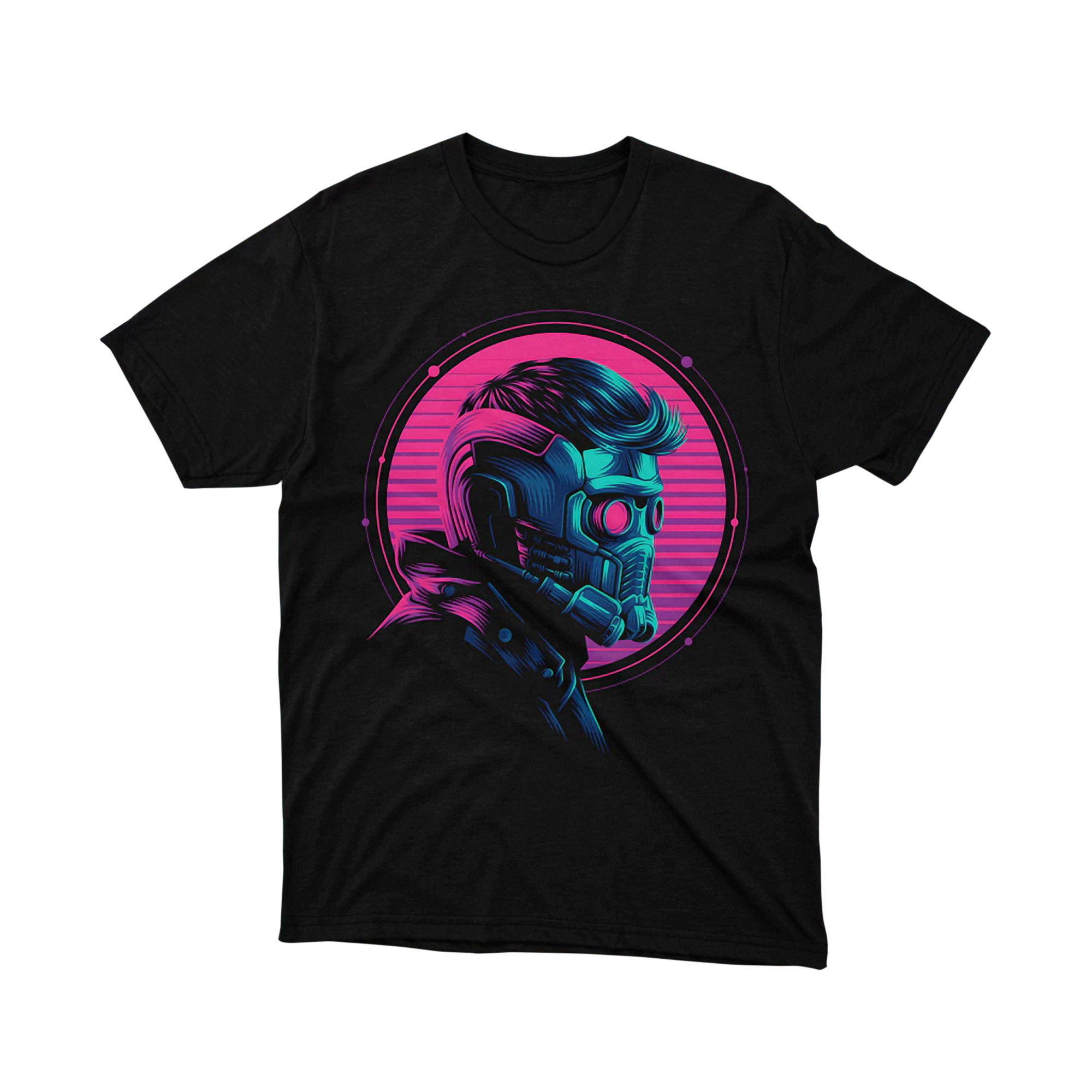 Marvel Star Lord Mask Neon Synthwave T Shirt