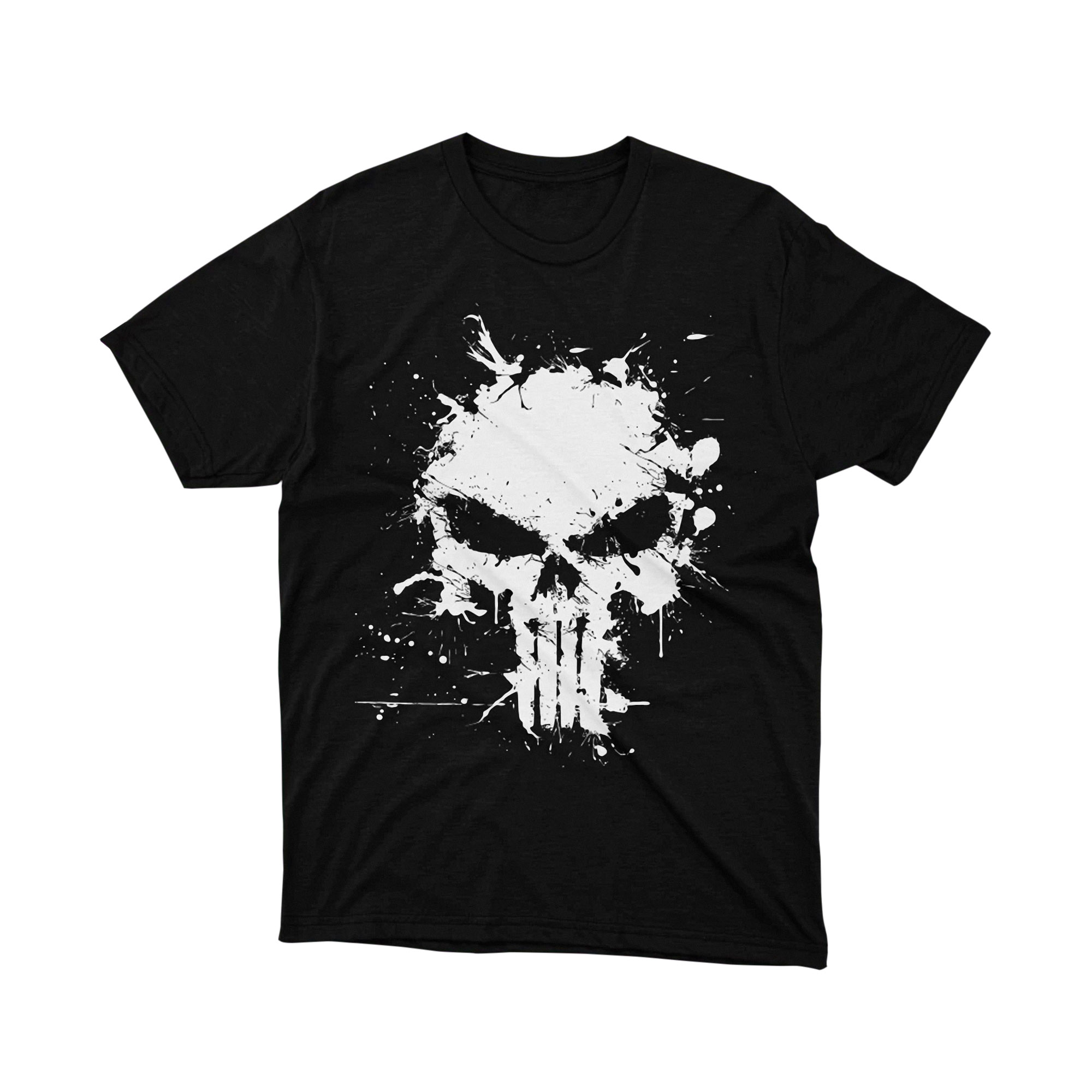 Marvel The Punisher Skull Logo White Splatter T Shirt