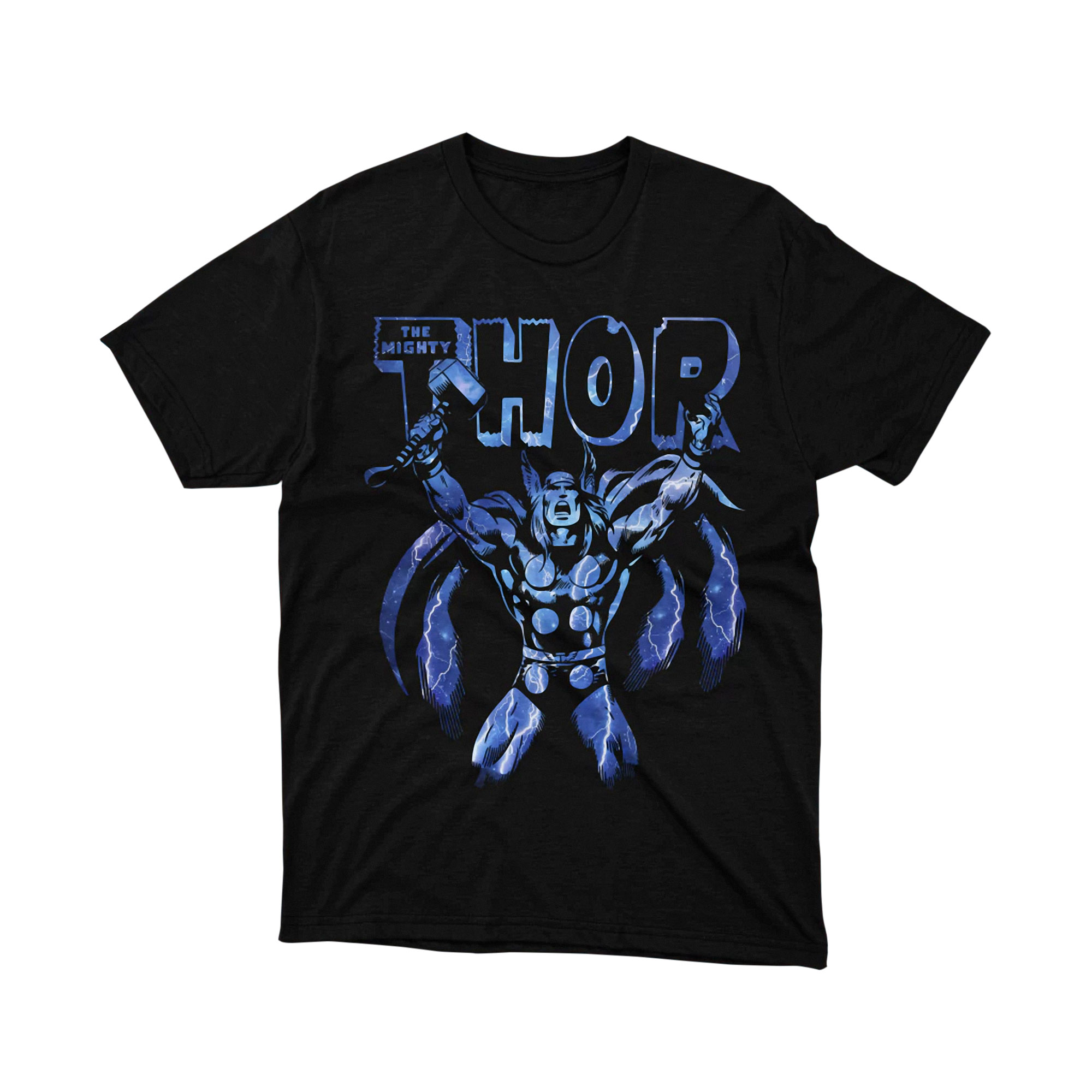 Marvel Thor God of Thunder Comic Blue Lightning T Shirt
