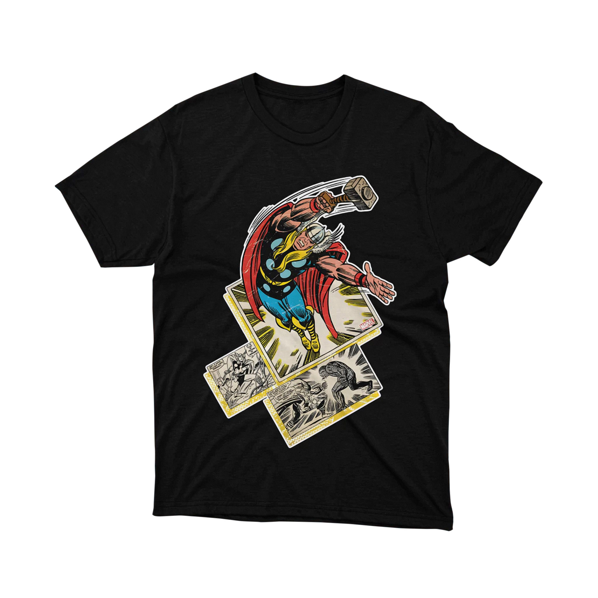 Marvel Thor Mjolnir Strike Comic Panels T Shirt