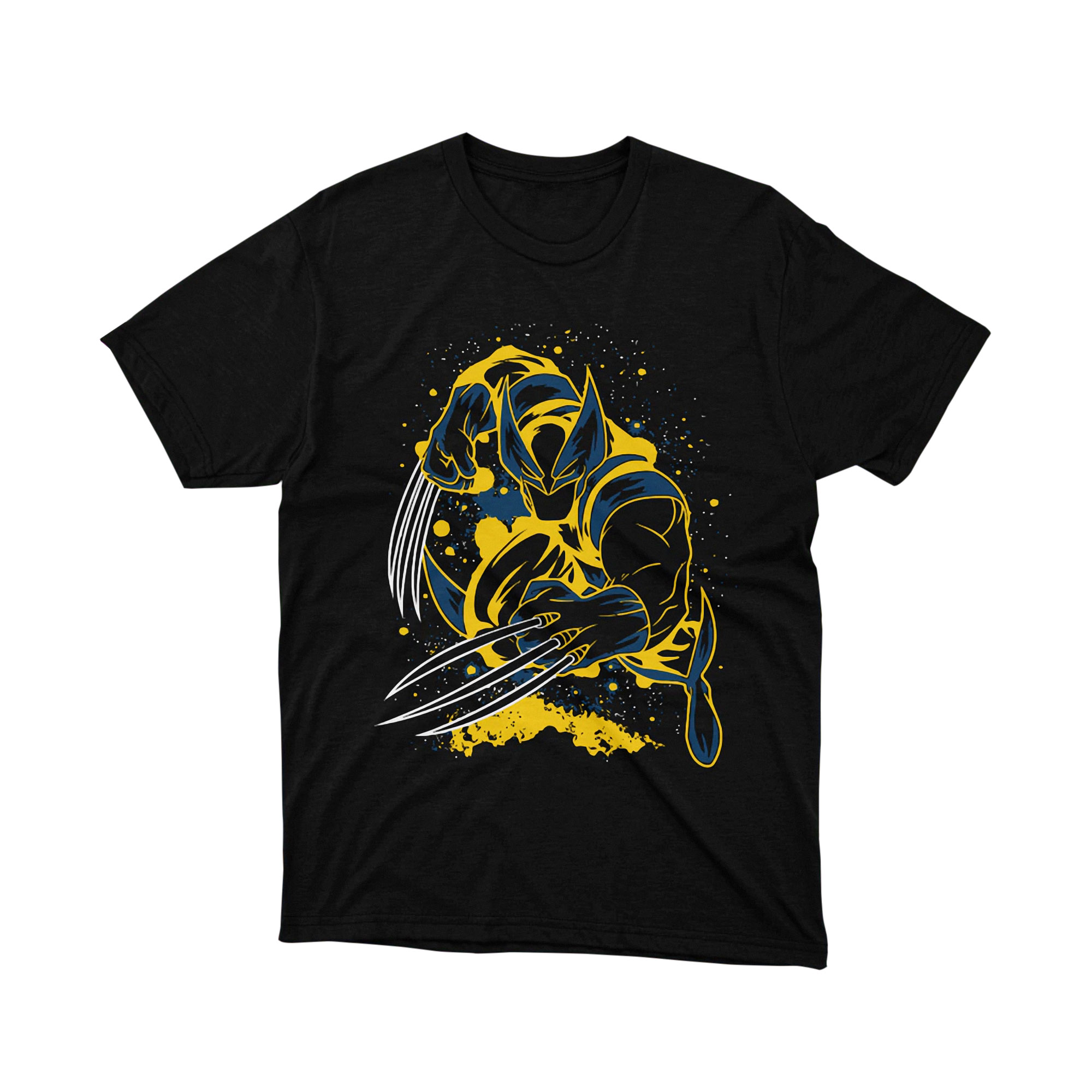 Marvel X-Men Wolverine Yellow Blue Claws T Shirt