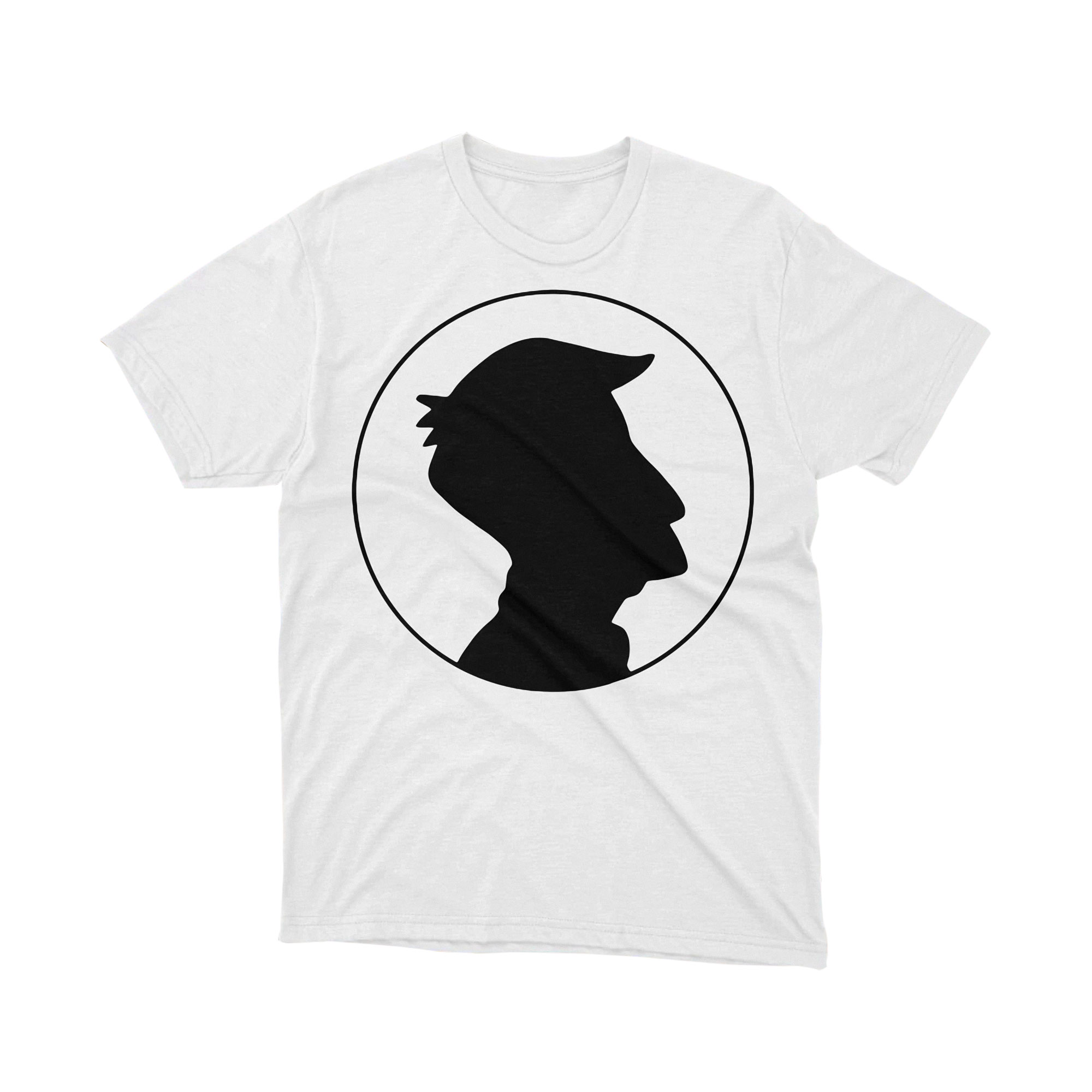 Minimalist Cartoon Head Outline Black and White Unisex T Shirt Simple Art Print