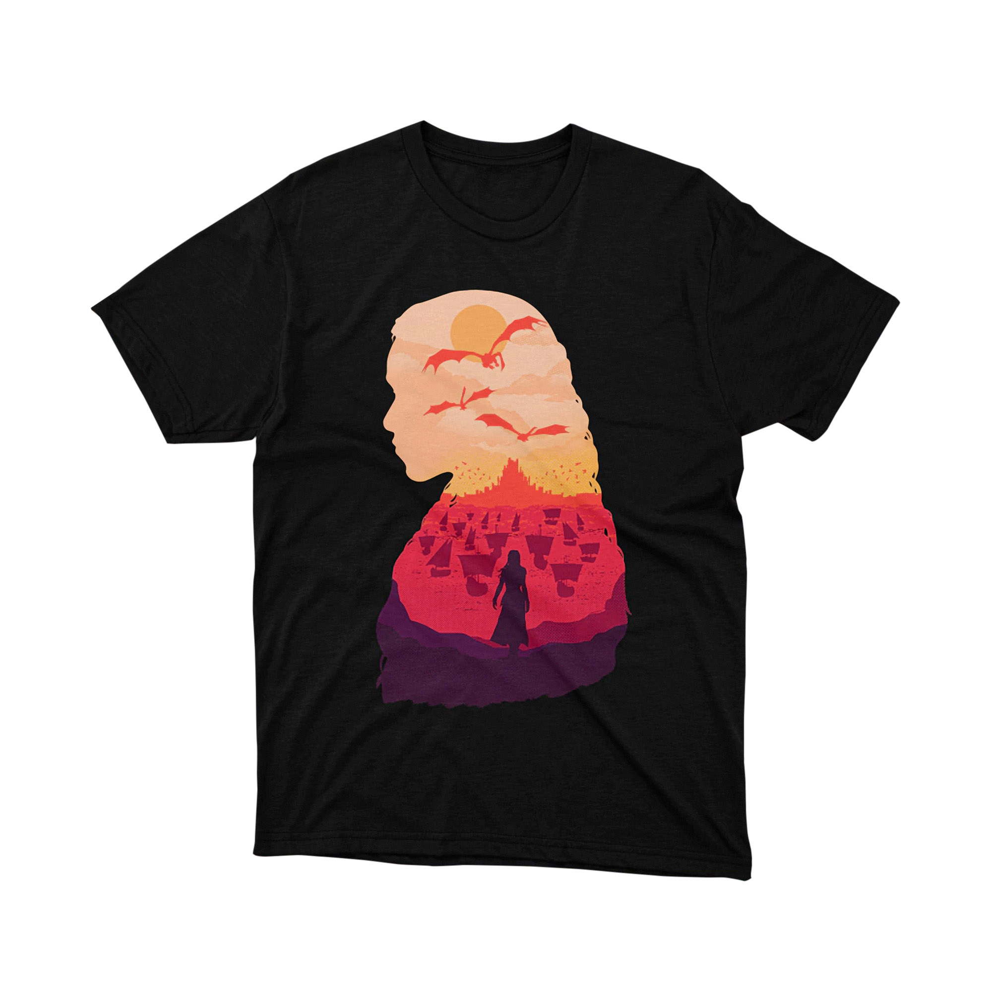 Mother of Dragons Silhouette Sunset Game Thrones Tee Shirt