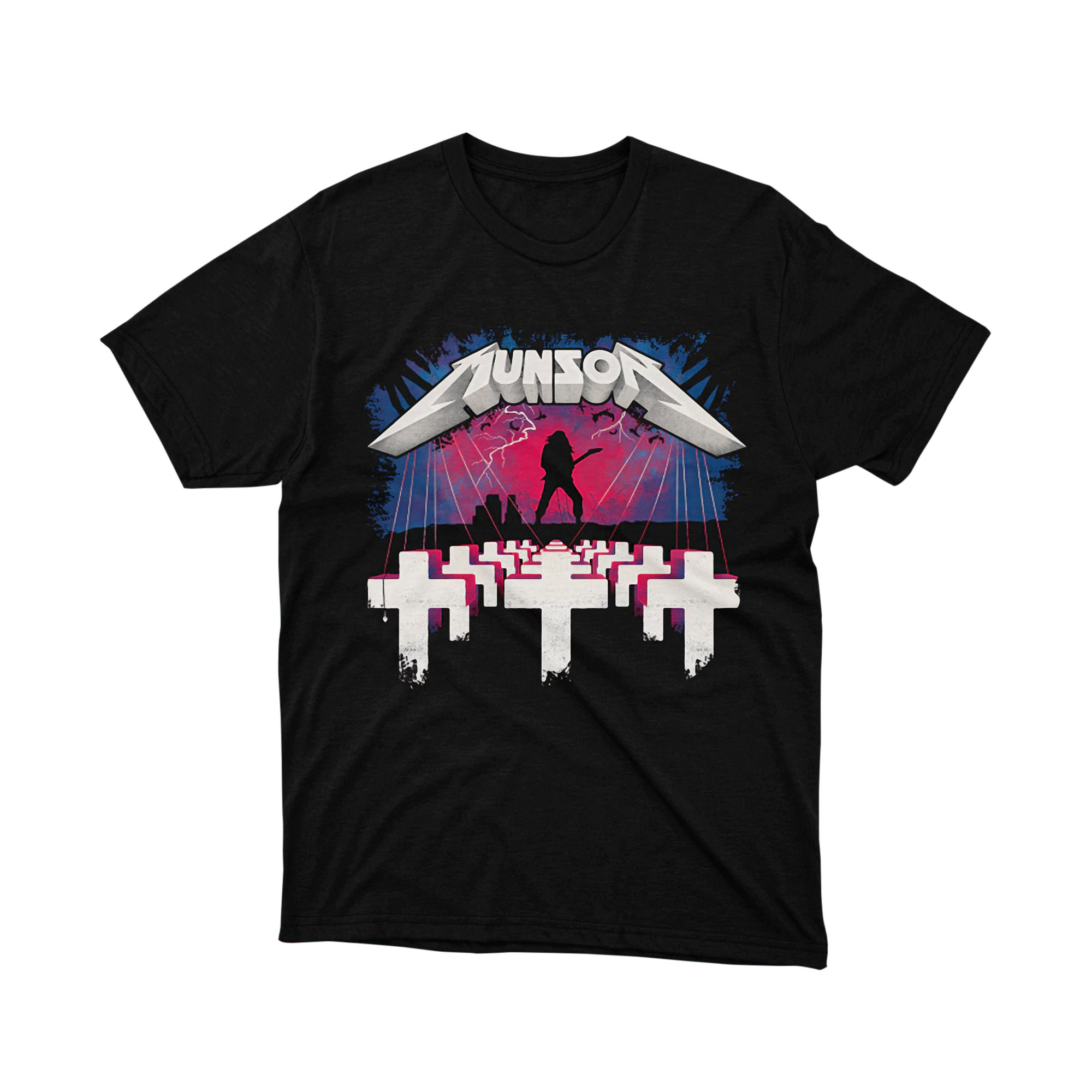 Munson Metallica Graveyard Parody Stranger Things T Shirt Silhouette Graves Unisex