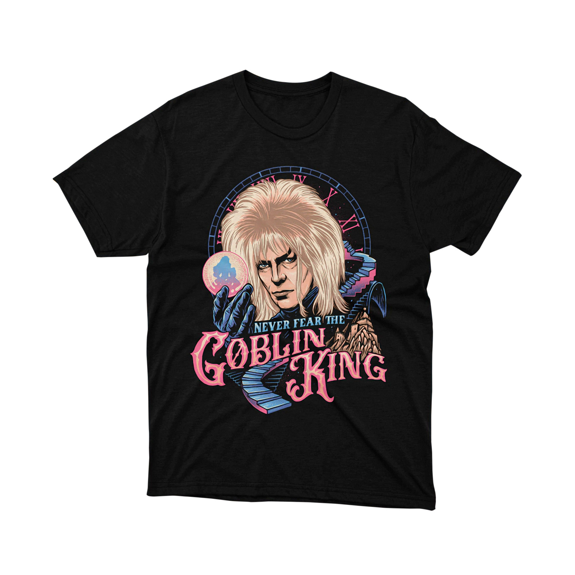 Never Fear the Goblin King Labyrinth Retro Staircase Fantasy Movie Graphic Tee Unisex Shirt