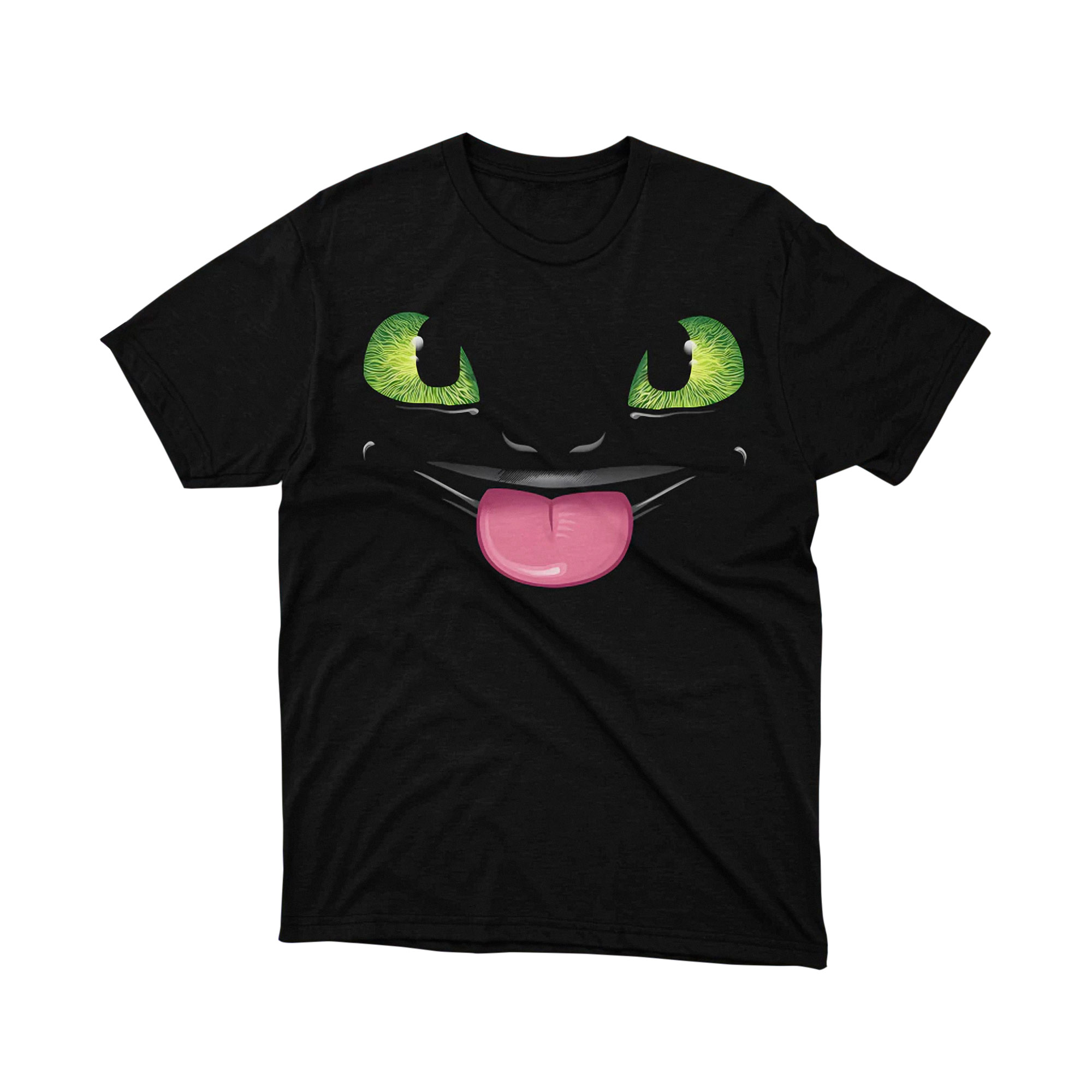 Night Fury Cute Dragon Tongue Face Black Tee Shirt