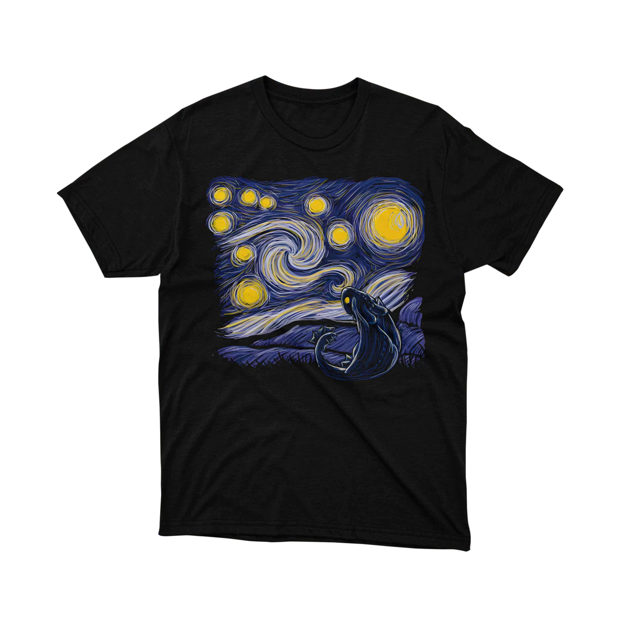Night Fury Starry Night Van Gogh Inspired Art Tee Shirt