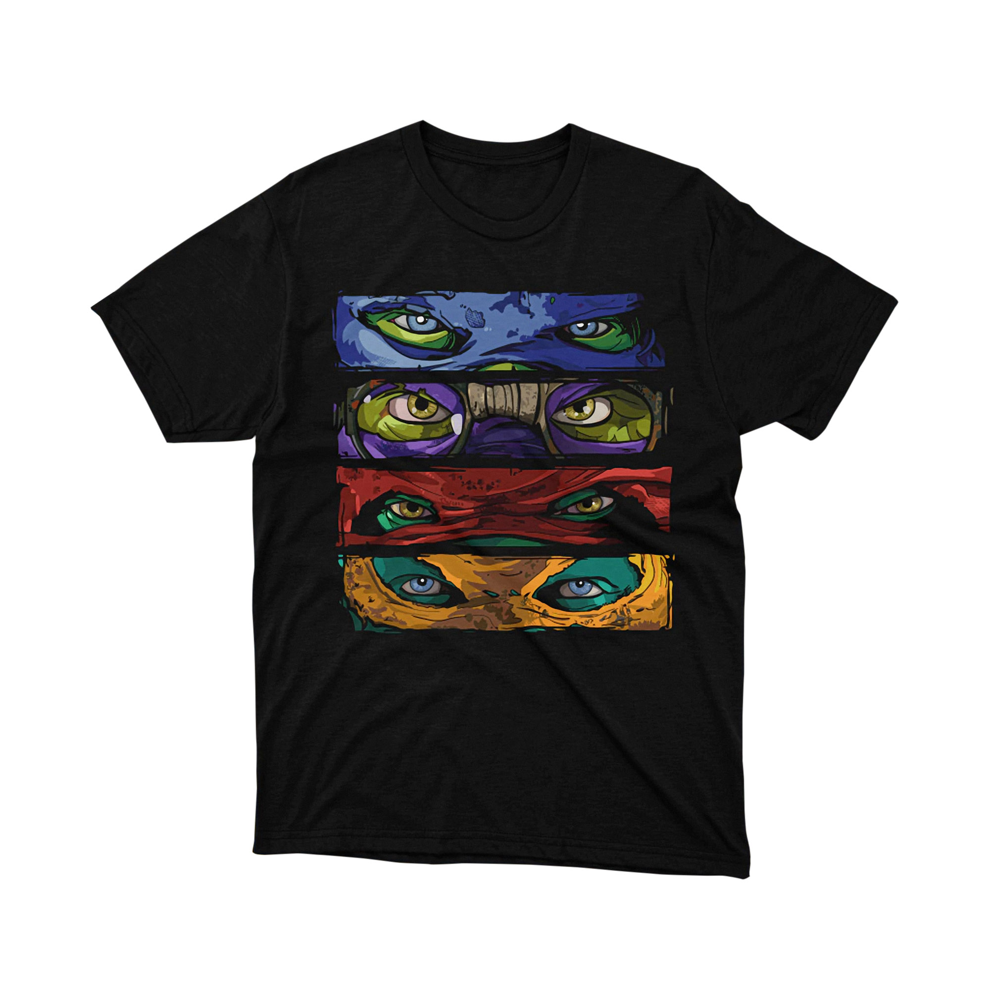 Ninja Turtle Eyes Bandana Stripe TMNT Parody T Shirt Colorful Retro Art Unisex