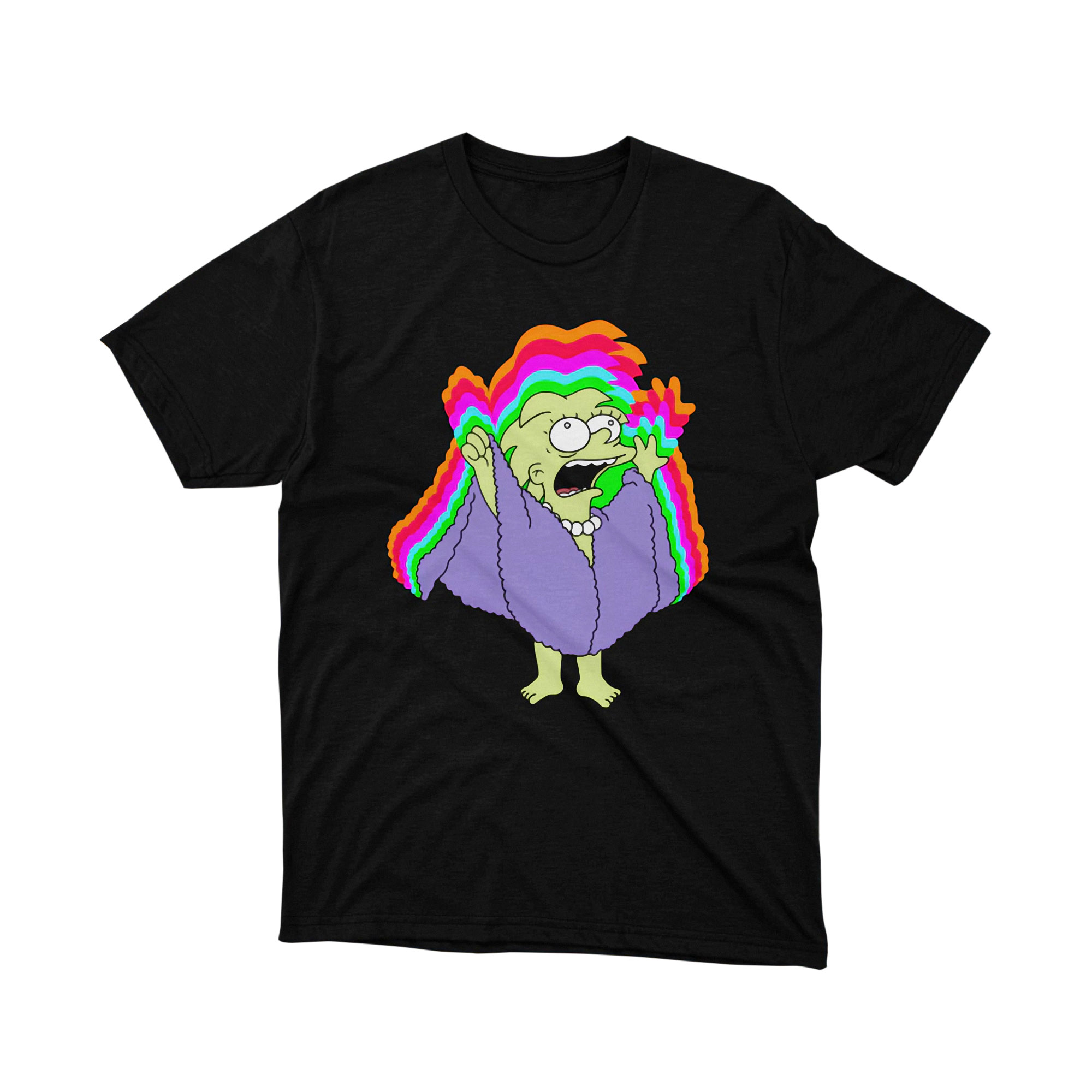 Patty and Selma Simpsons Rainbow Hair Green Skin Cartoon Parody Art Tee Shirt