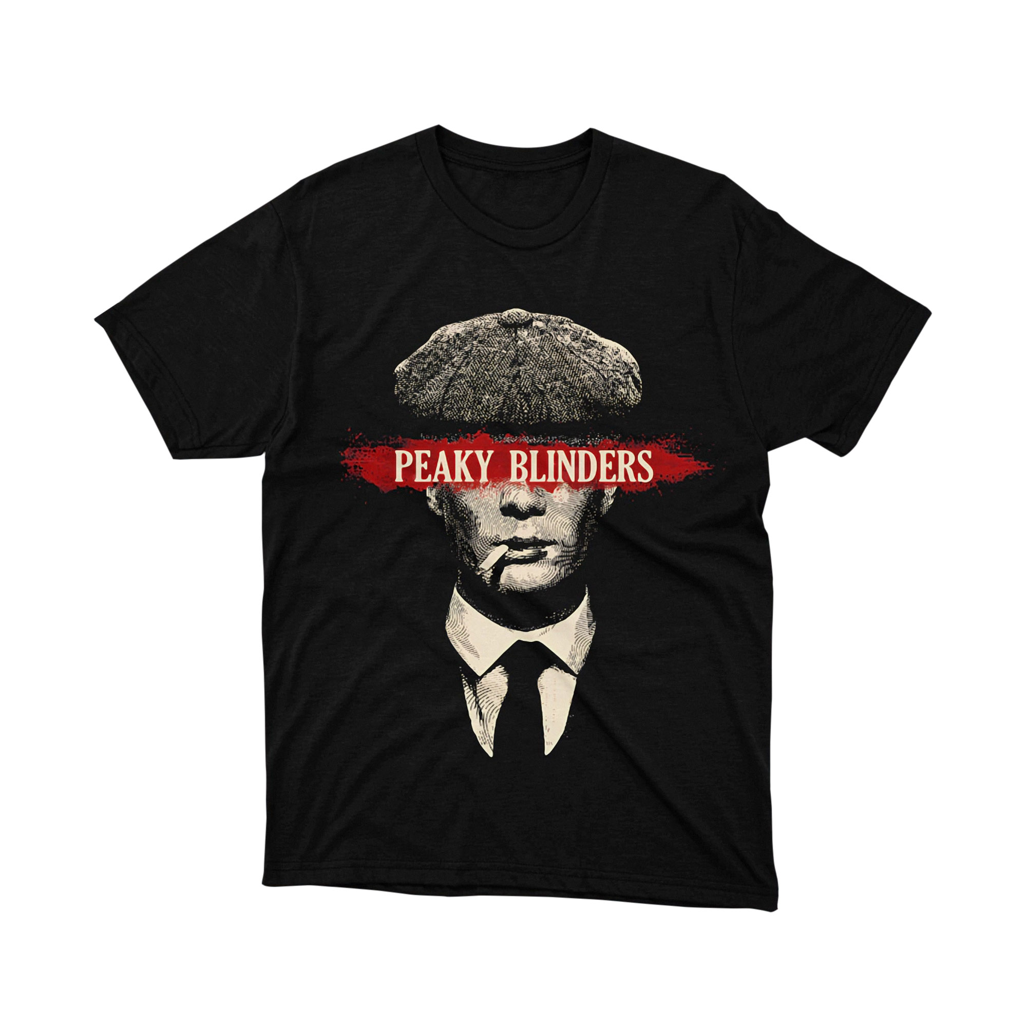Peaky Blinders Minimalist Portrait Red Bar Unisex T Shirt Retro Design