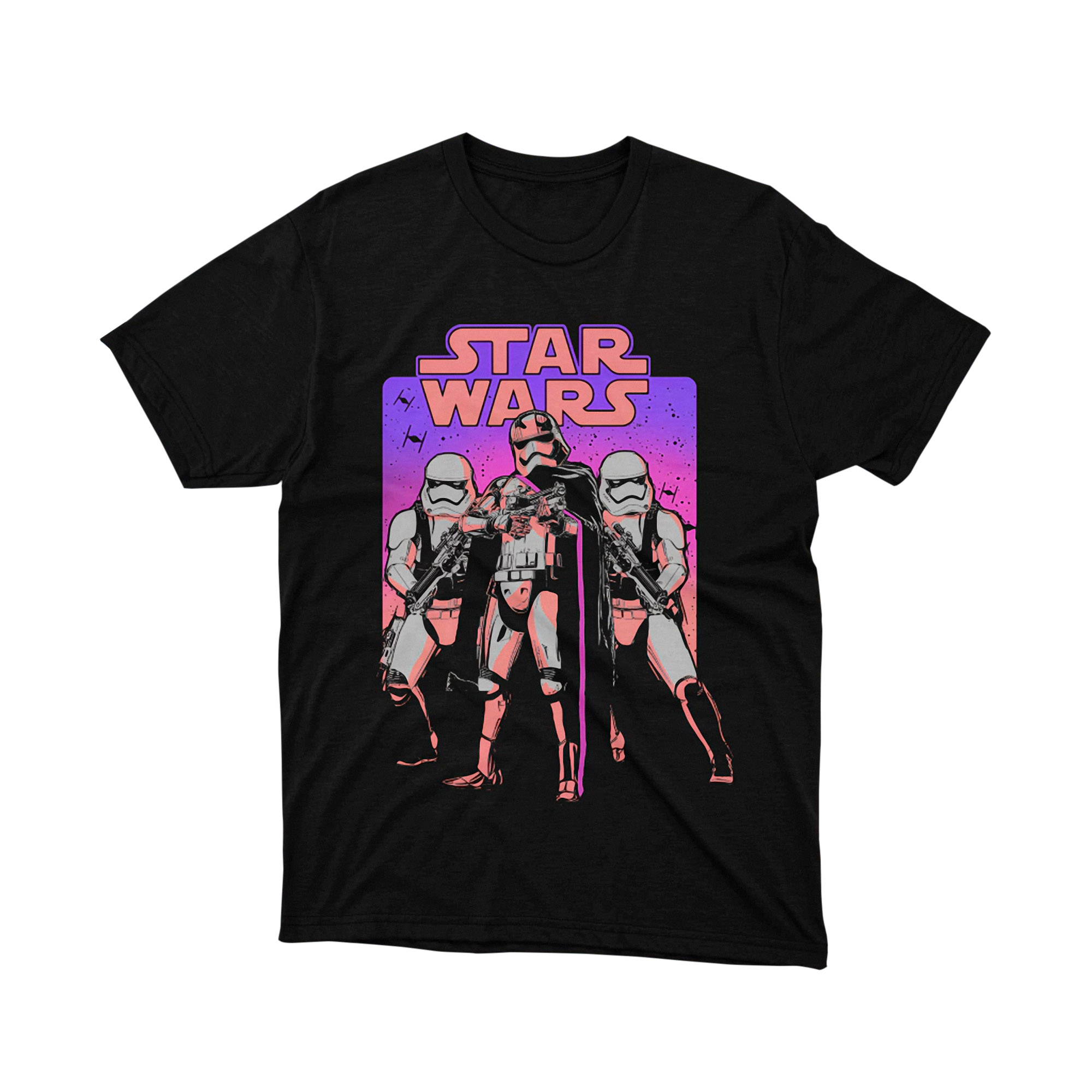 Phasma and Stormtrooper Sunset Star Wars Parody T Shirt Pink Purple Retro Unisex