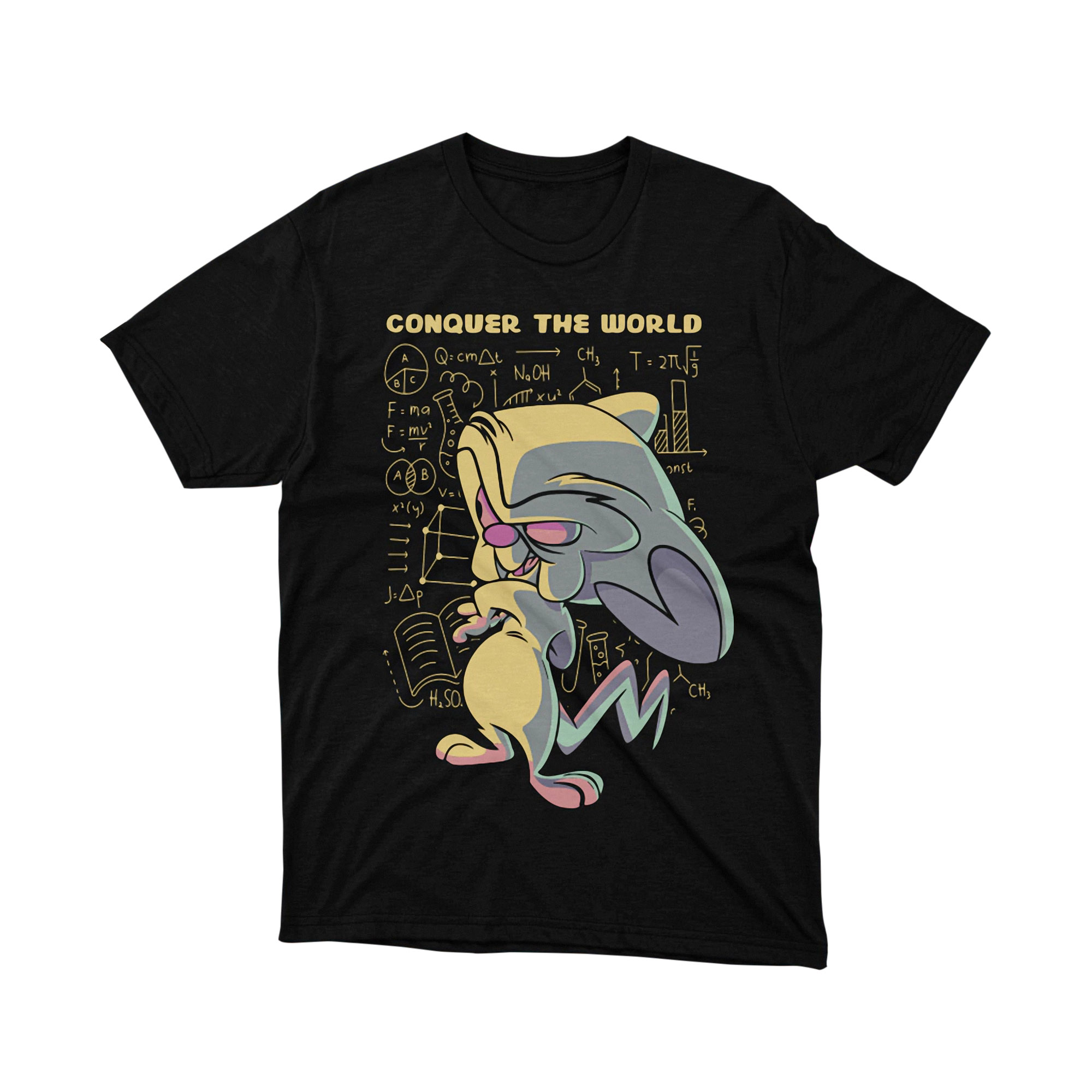 Pinky Conquer The World Science Formula Cartoon Tee Shirt