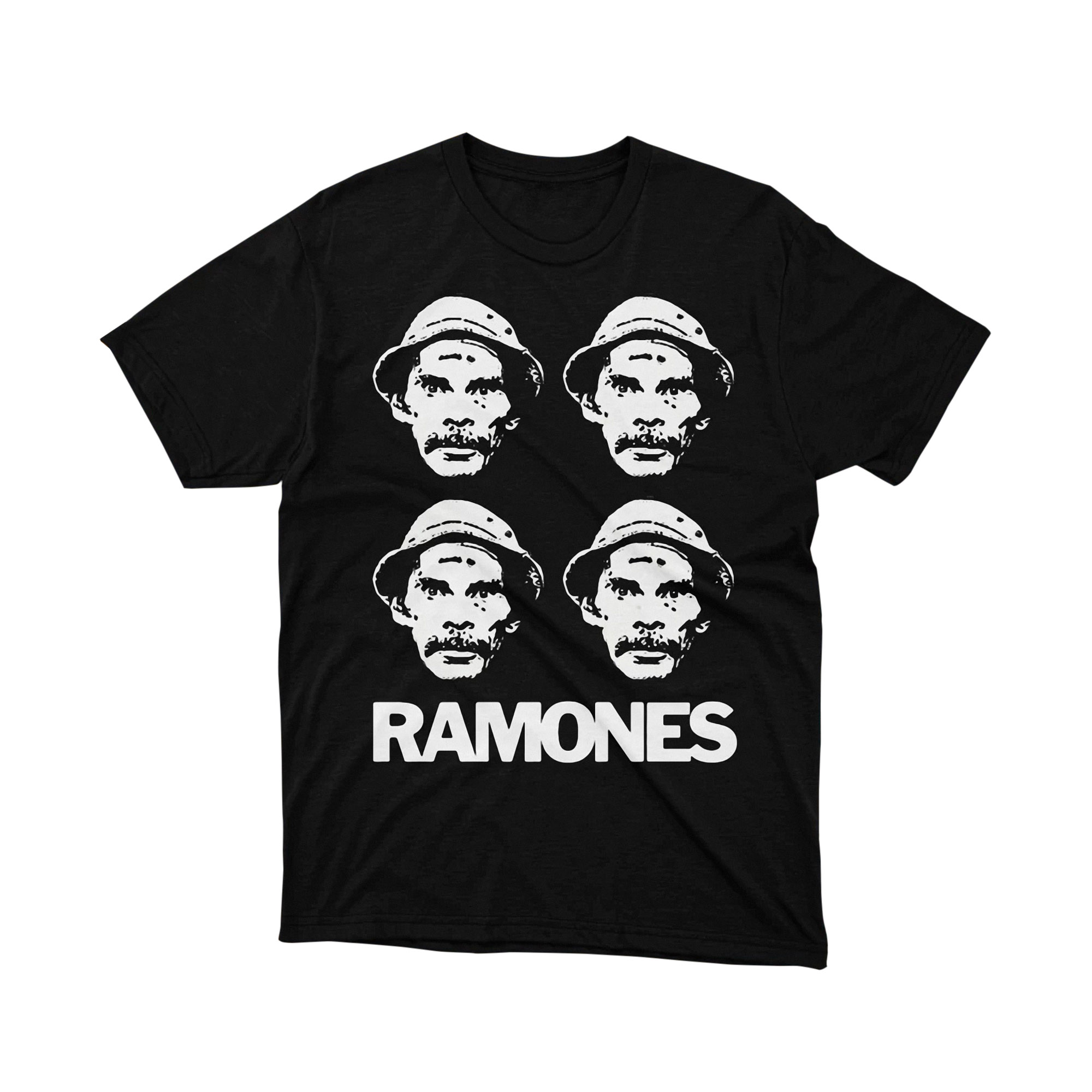 Ramones Cartoon Rock Band Classic Black Tee Shirt
