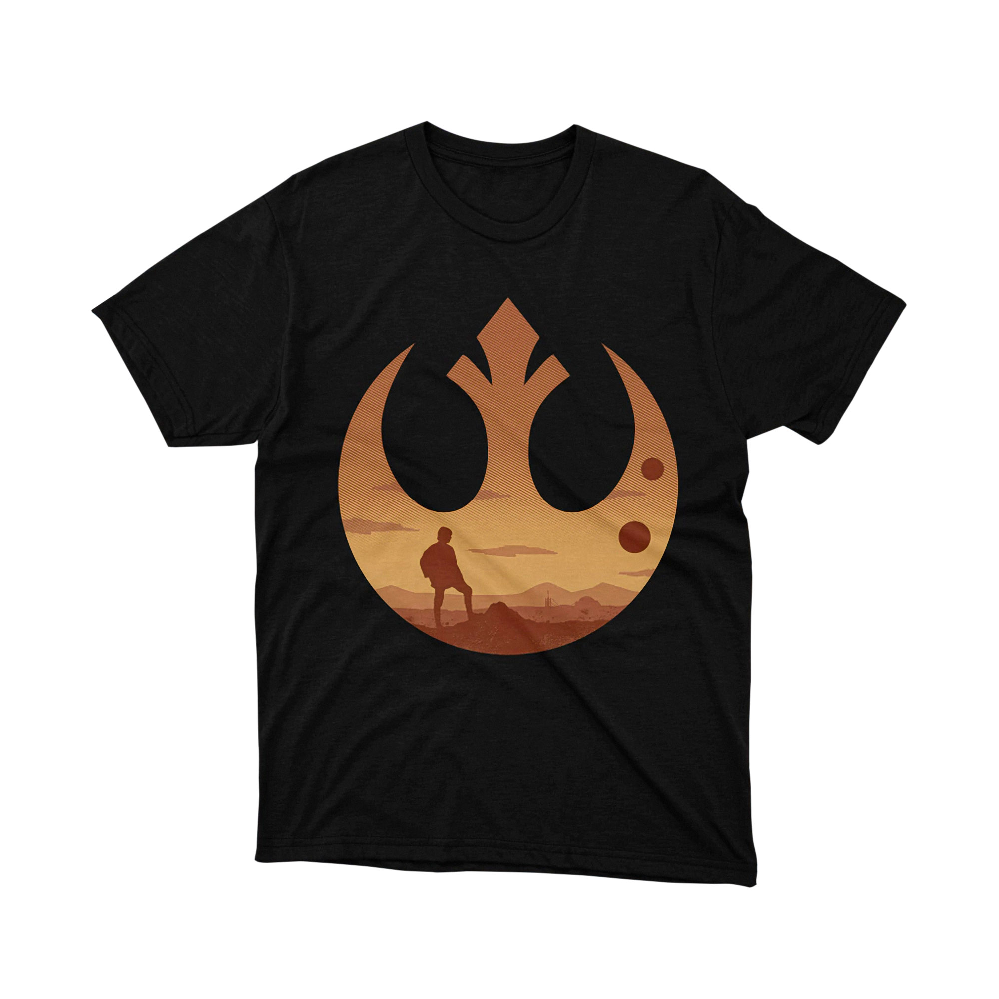 Rebel Alliance Sunset Silhouette Star Wars Parody T Shirt Orange Logo Unisex