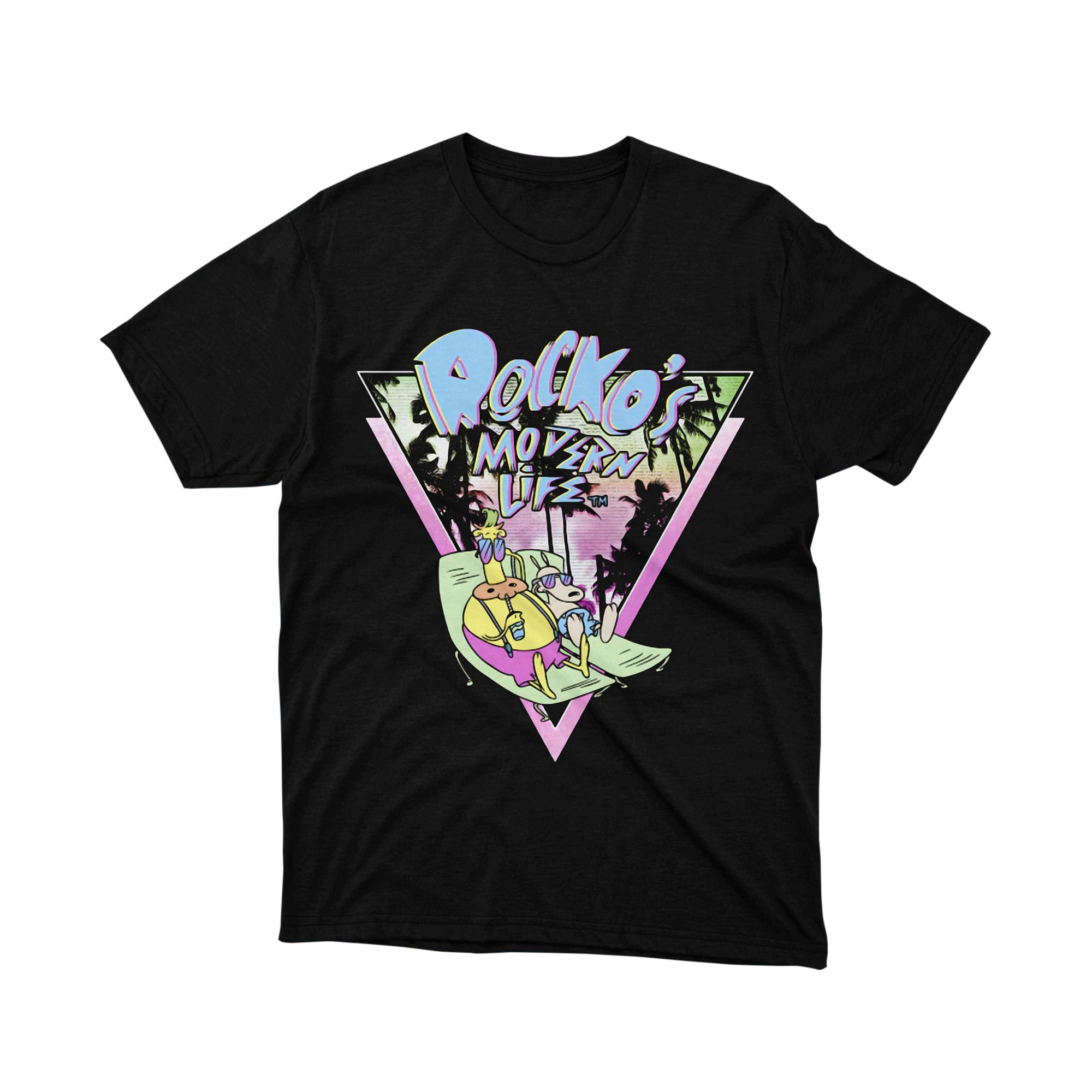 Rockos Modern Life Palm Tree Retro Cartoon Tee Shirt