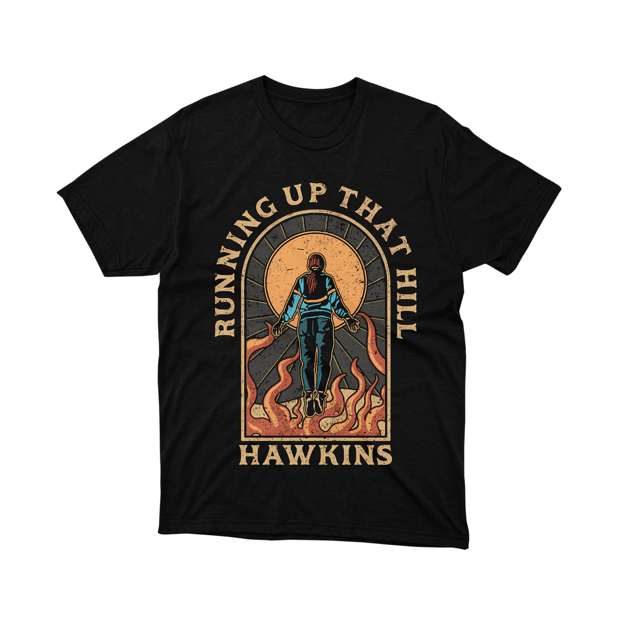 Running Up That Hill Max Hawkins Stranger Things Parody T Shirt Vintage Orange Unisex