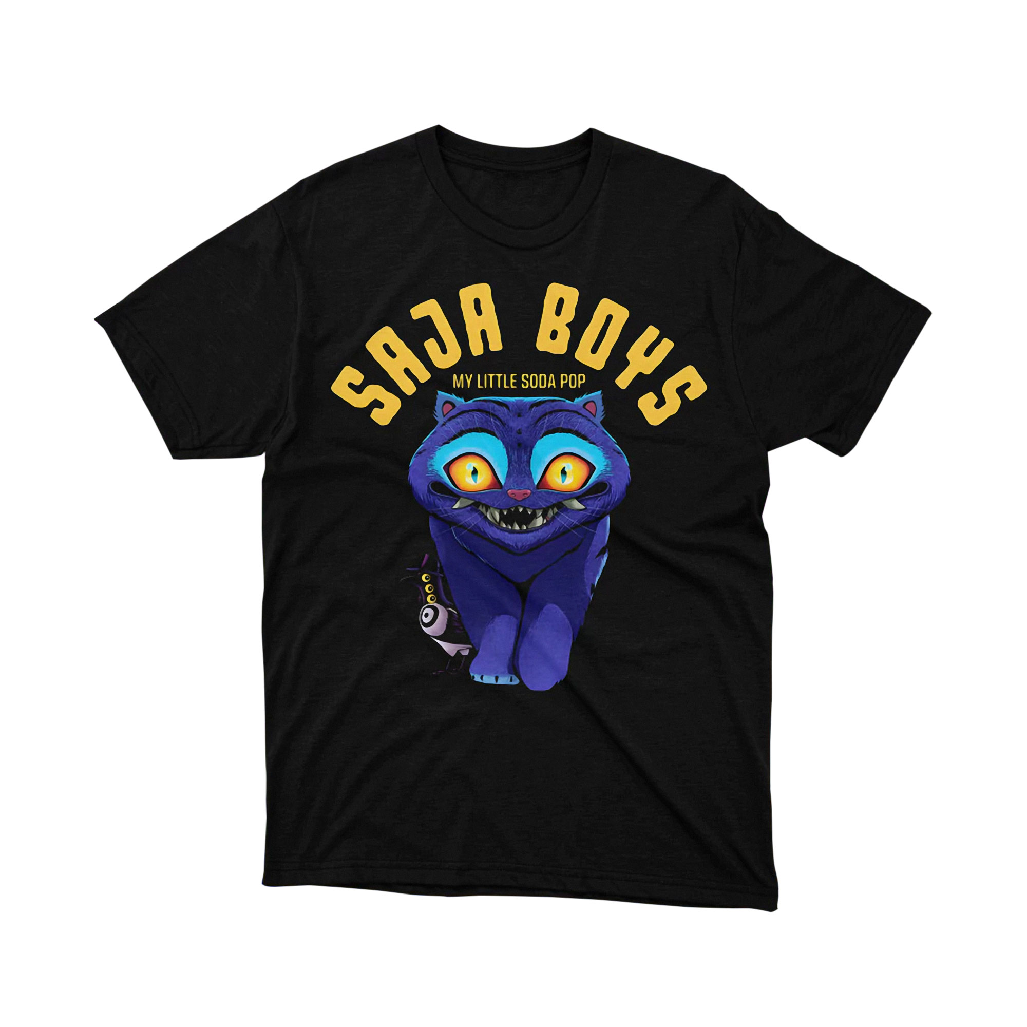 Saja Boys Cat Mascot My Little Soda Pop Graphic Tee Cute Blue Cartoon Shirt