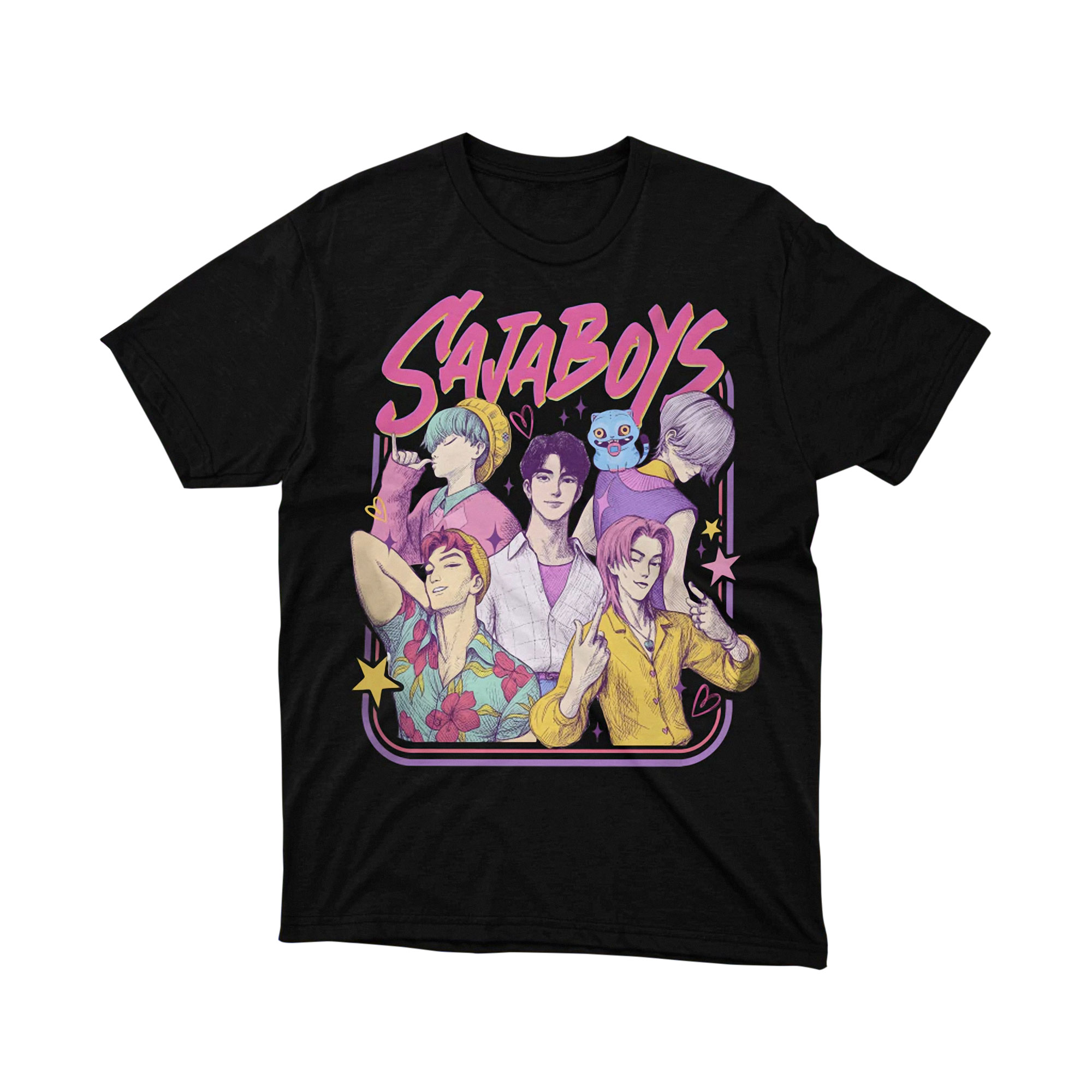 Sajaboys Pastel Anime Aesthetic Group T Shirt Black