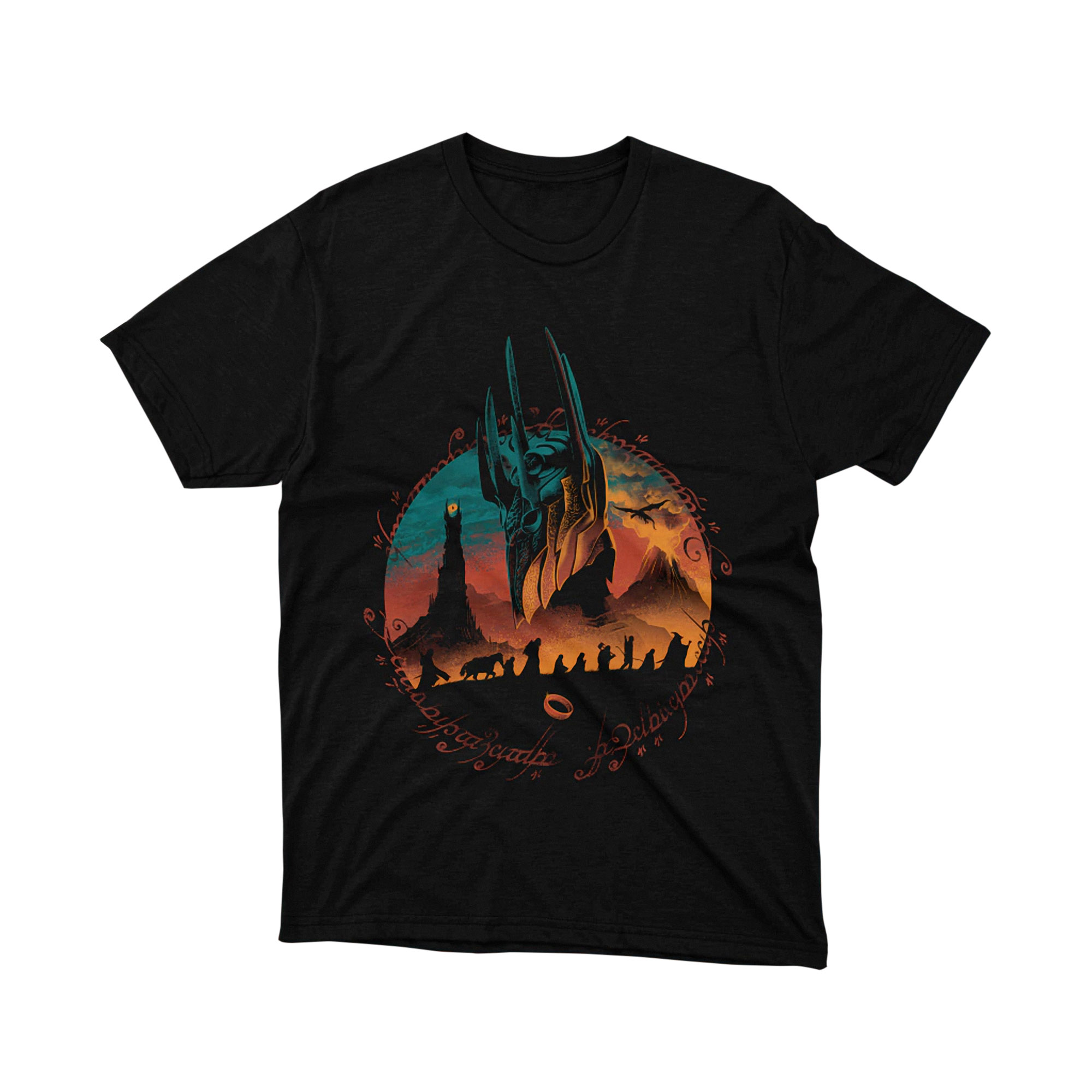 Sauron Sunset Fellowship Silhouette Lord of the Rings T Shirt Fantasy Art Unisex