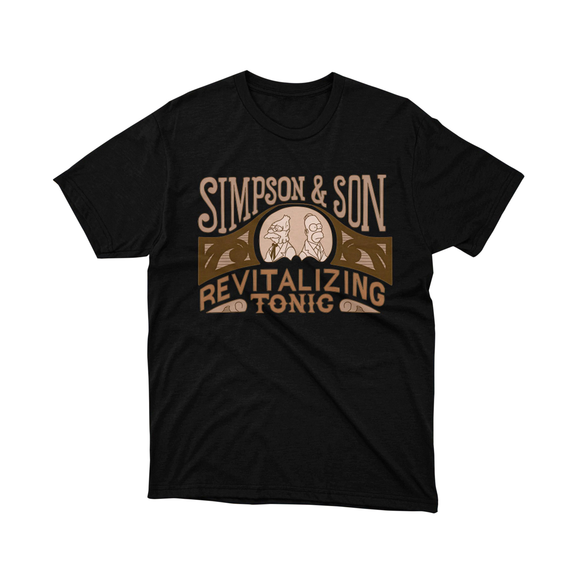 Simpsons and Son Revitalizing Tonic Vintage Bar Art Logo Funny Cartoon Tee Shirt