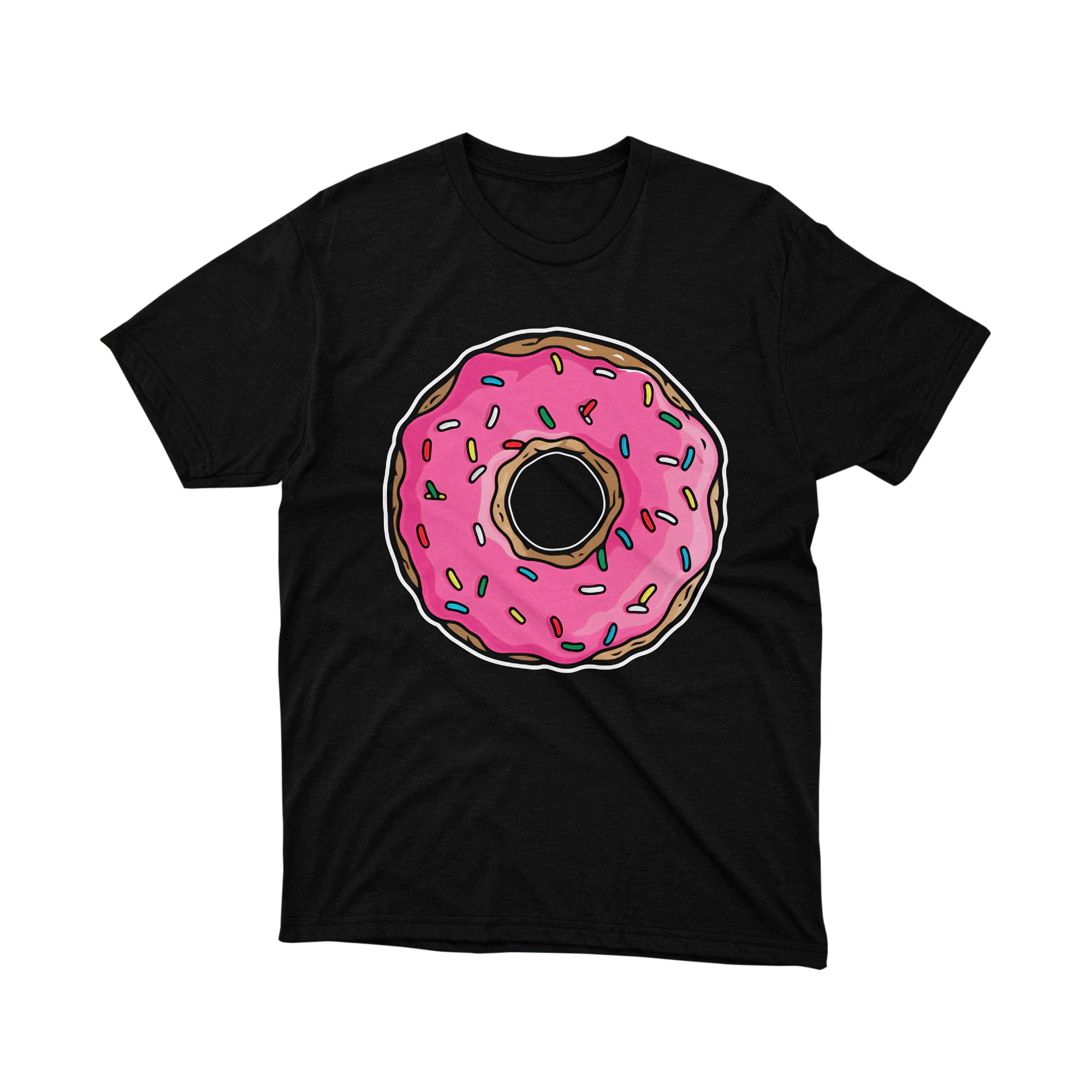 Simpsons Pink Sprinkled Donut Classic Cartoon Food Art Graphic Tee Shirt