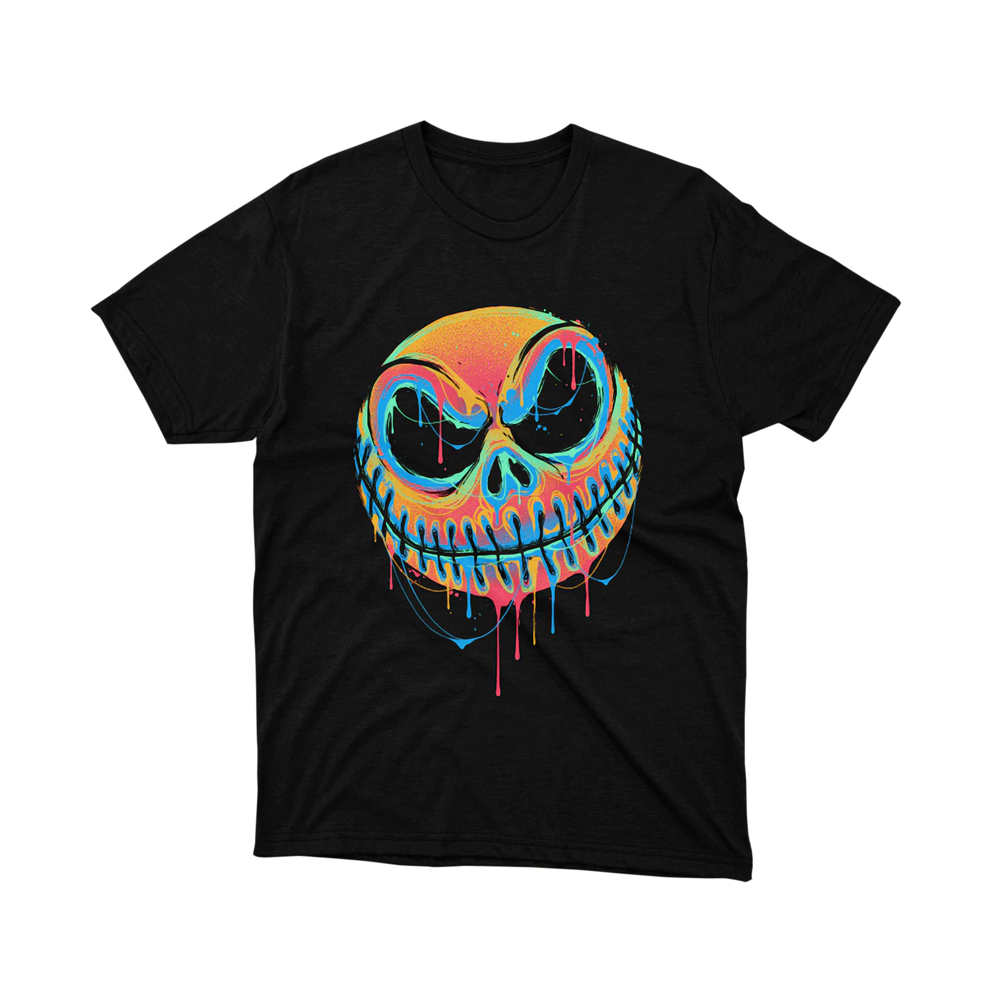 Skellington Gothic Skull Joker Neon Nightmares Before Christmas Playing Card Tee Shirt