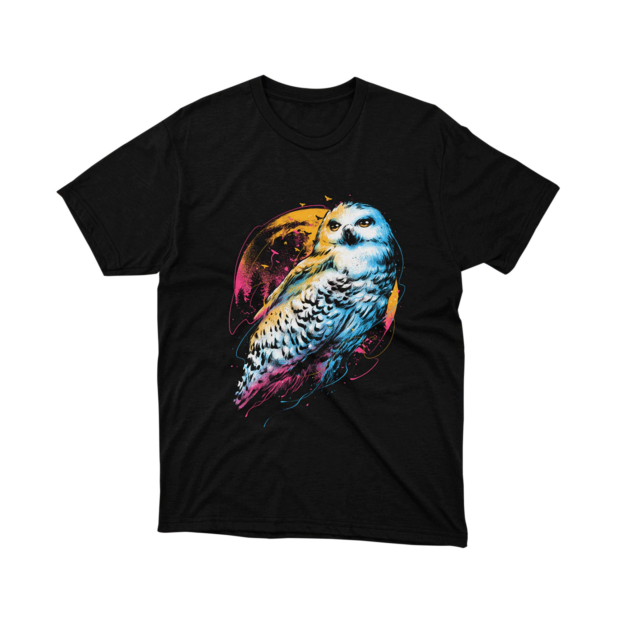 Snowy Owl Magic Forest Moon Graphic Tee Fantasy Animal Night Unisex TShirt Gift