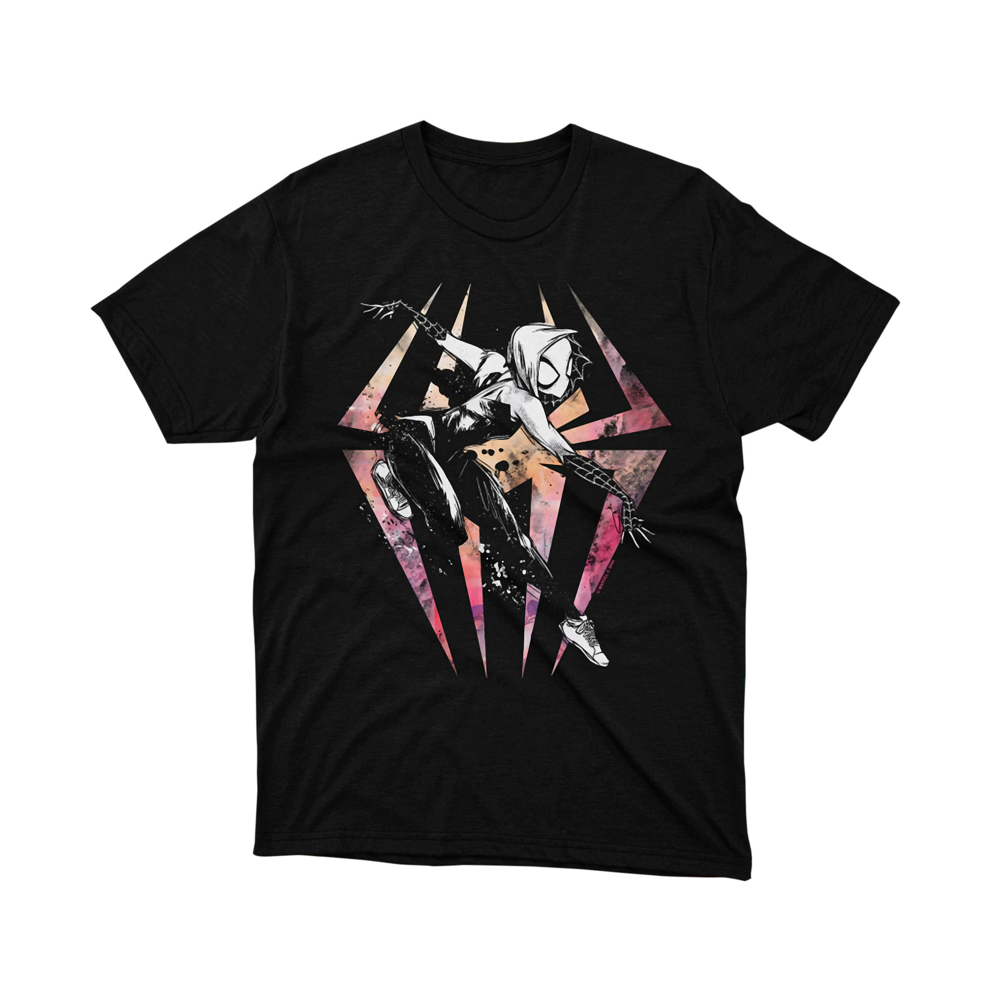 Spider Gwen Action Pose T-Shirt, Iconic Spider-Woman Graphic Tee, Marvel Hero Apparel for Women, Spiderverse Gift
