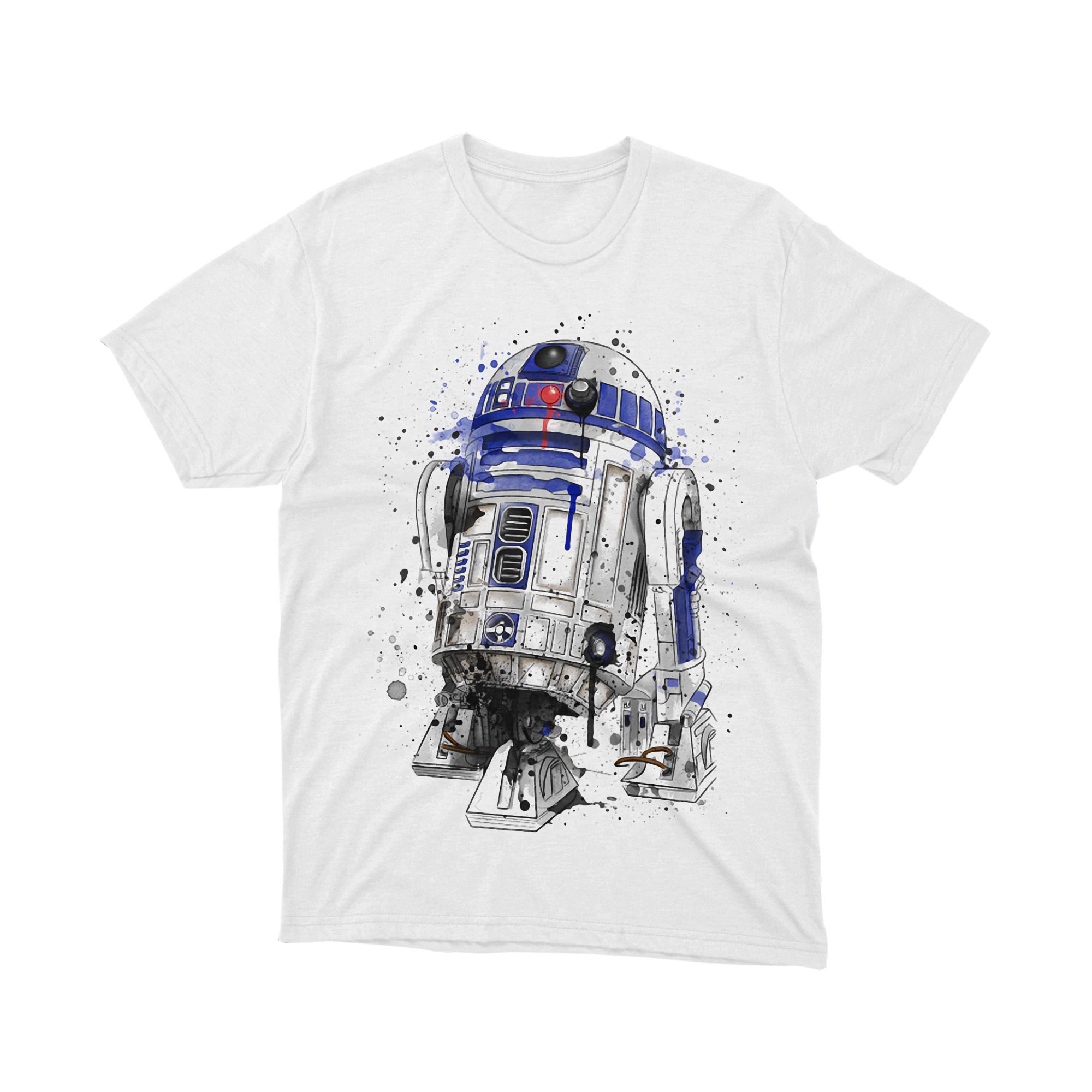 Star Wars R2 D2 Droid Watercolor Splatter T Shirt