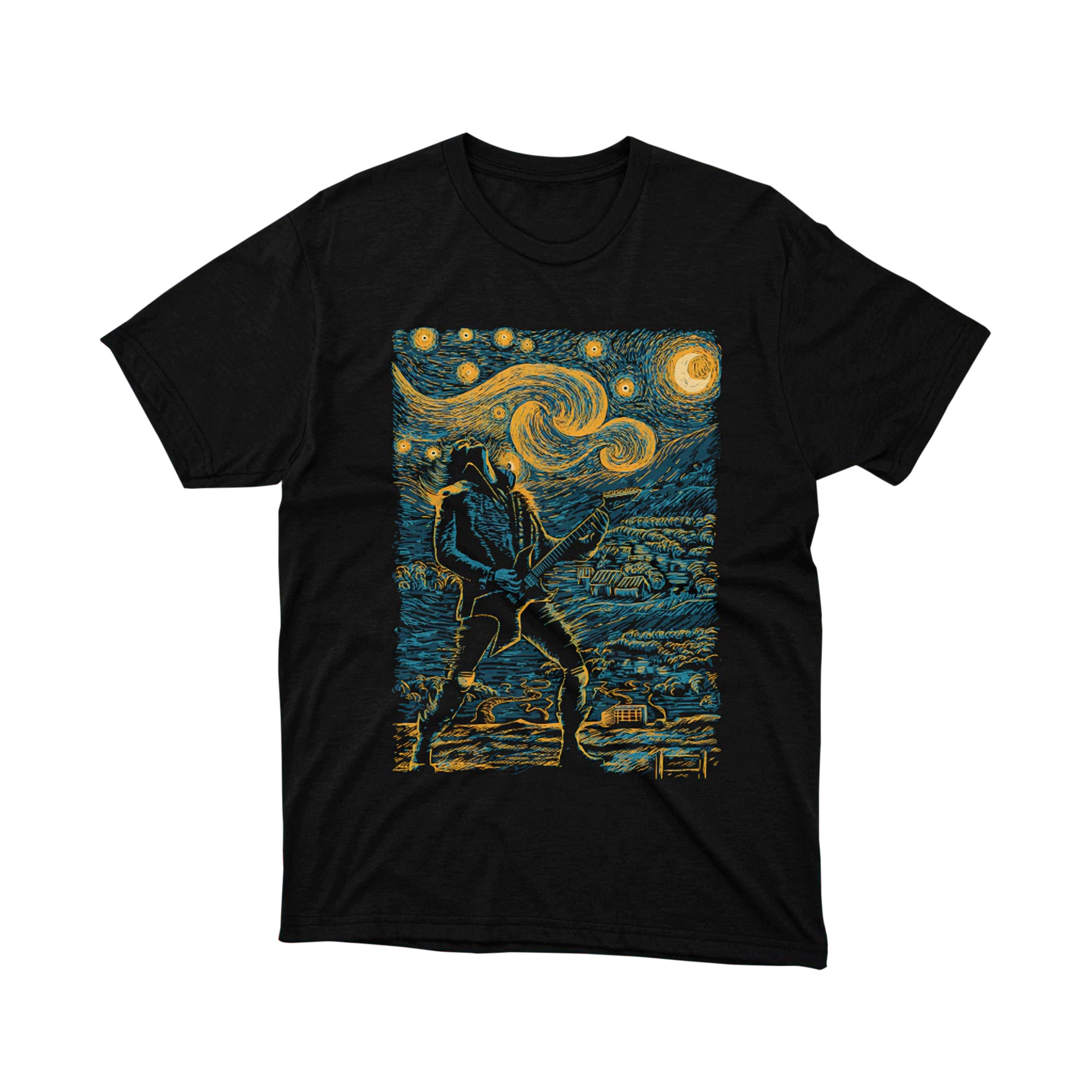 Starry Night Eddie Munson Parody Stranger Things T Shirt Van Gogh Rock Art Unisex