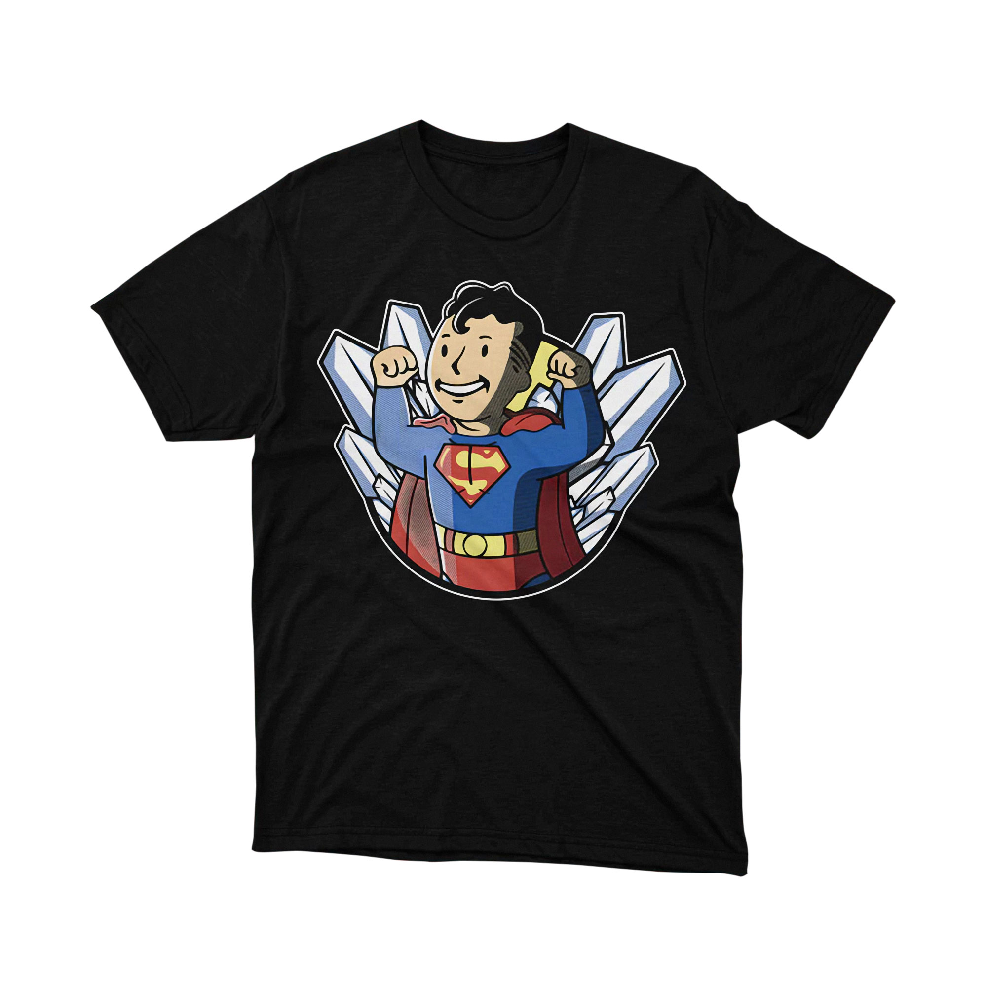 Superman Vault Boy Parody T Shirt Crystal Gaming Comic Unisex
