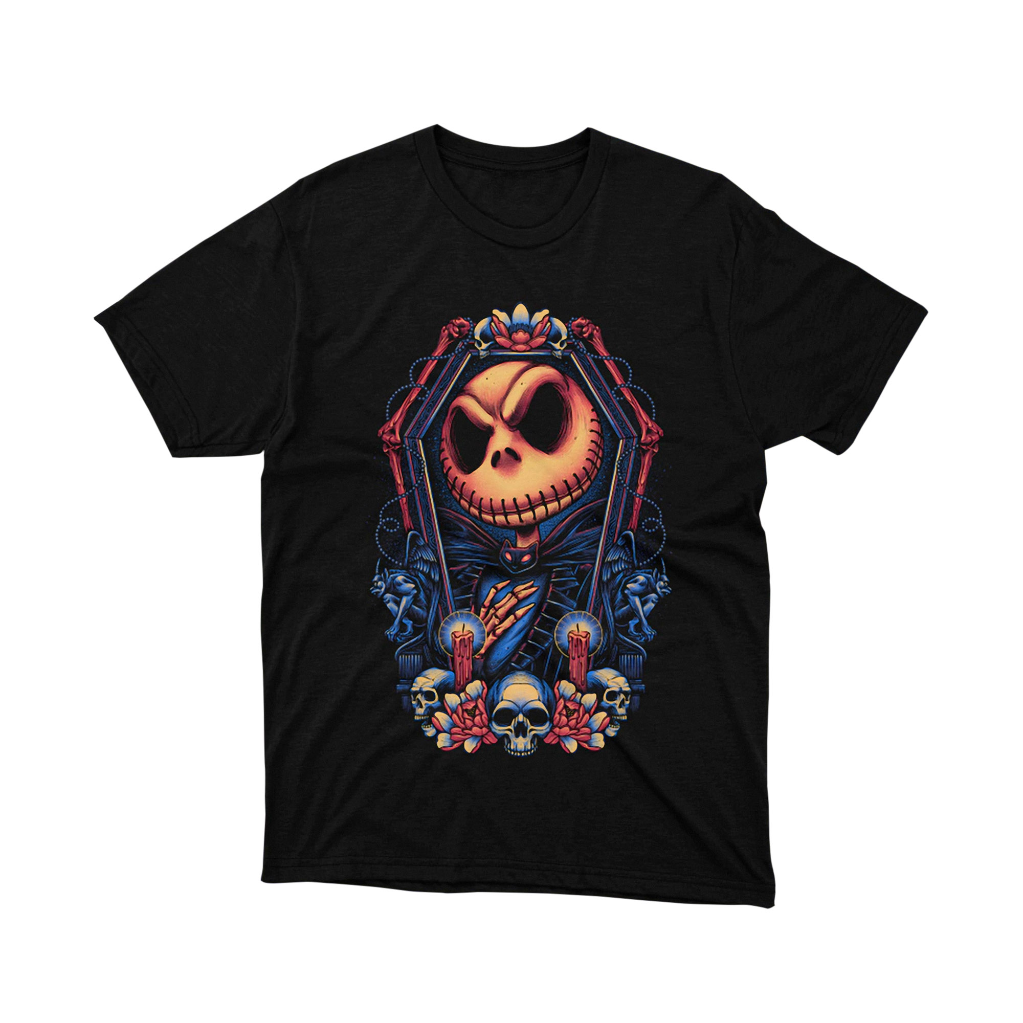 Sweet Dreams Neon Skull Roses Gothic Nightmare Before Christmas Horror Art Tee Shirt
