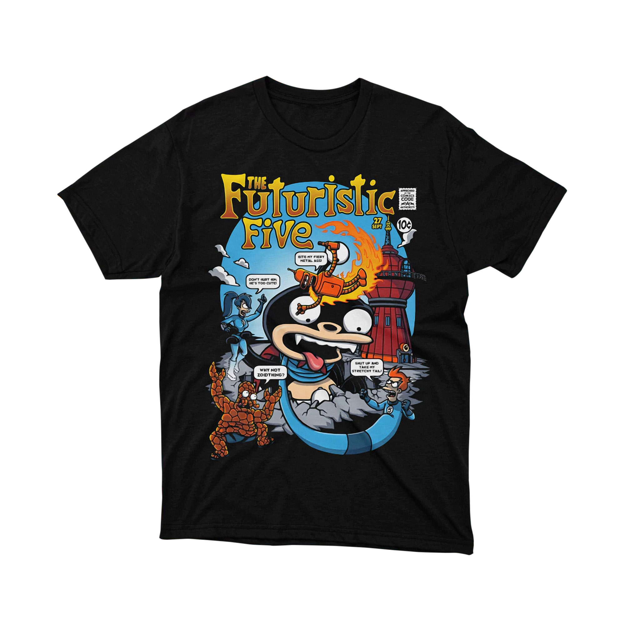 The Futuristic Five Comic Parody Futurama Mashup Tee Shirt