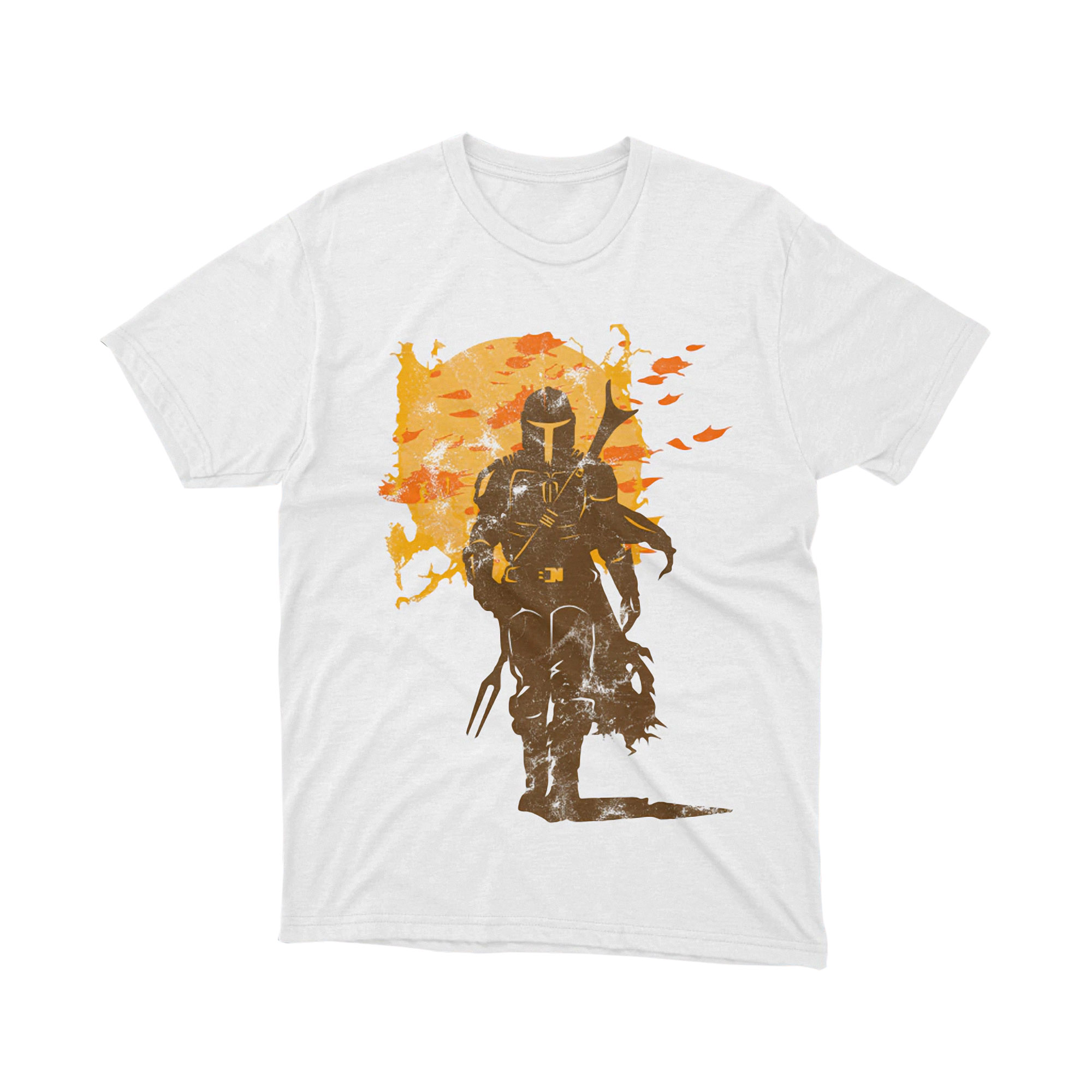 The Mandalorian Din Djarin Battle Silhouette T Shirt White