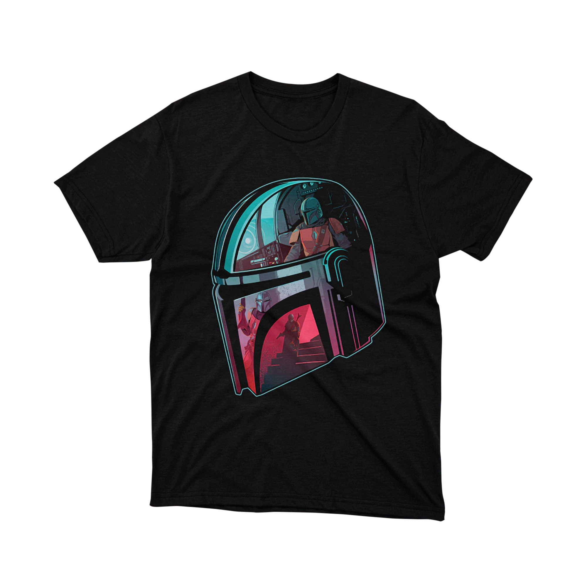 The Mandalorian Helmet Interior Neon Art T Shirt