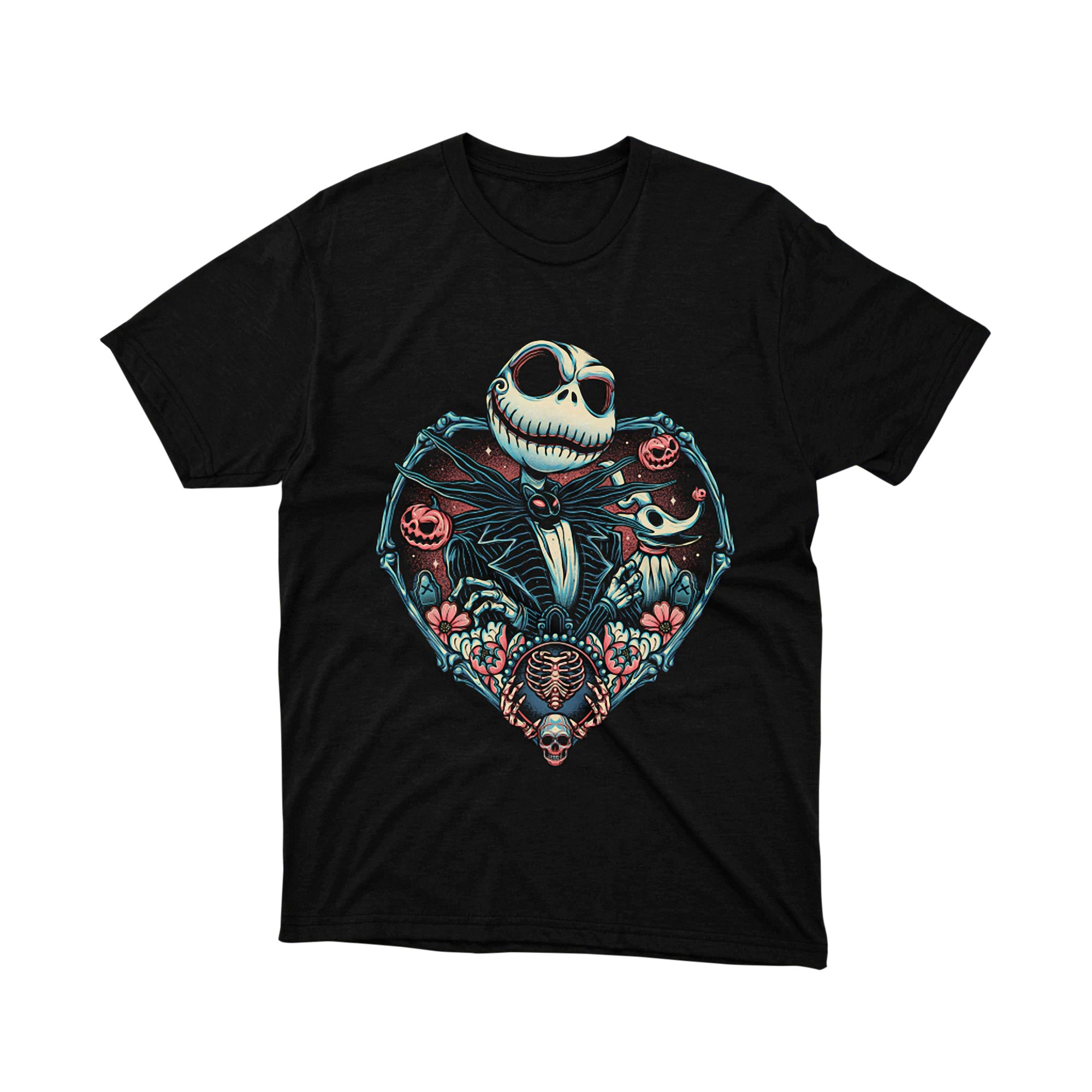 The Nightmare Before Christmas Jack Skellington Sally Heart T Shirt