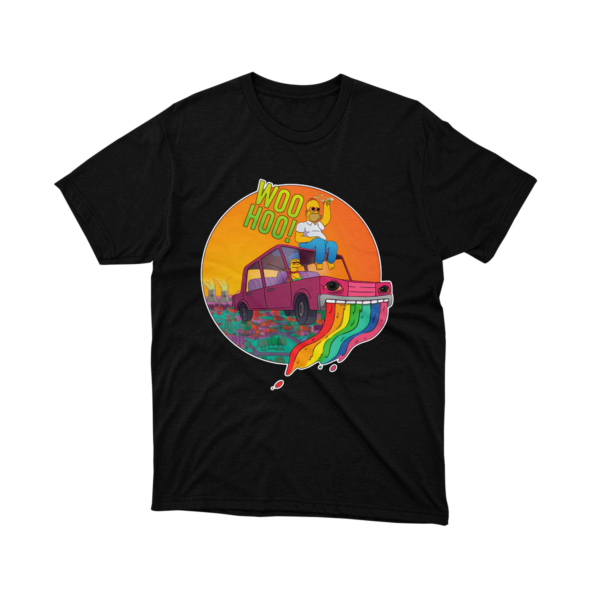 The Simpsons Homer Simpson Woo Hoo Rainbow Car T Shirt