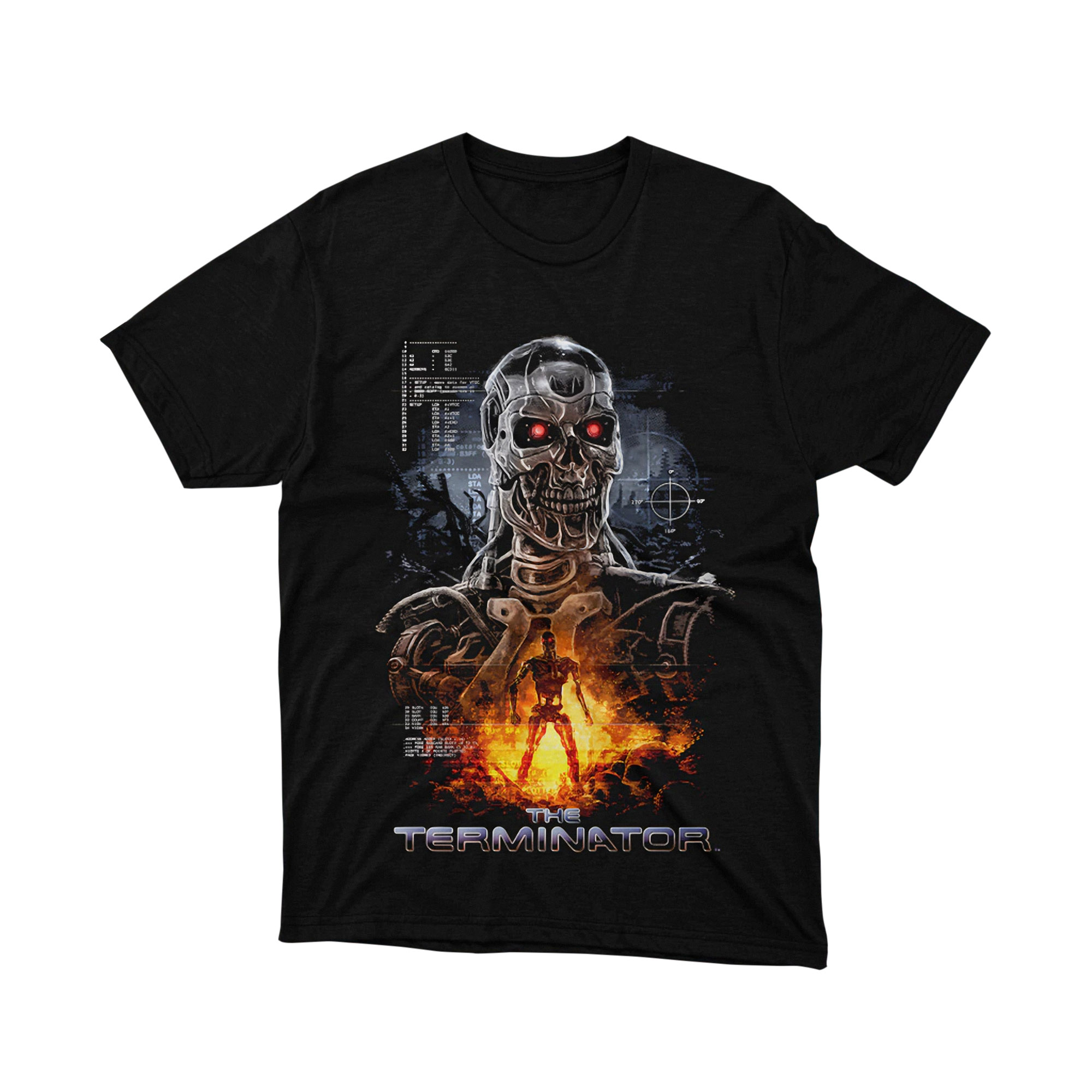 The Terminator Future War Skull Parody T Shirt Fire Robot Endoskeleton Unisex