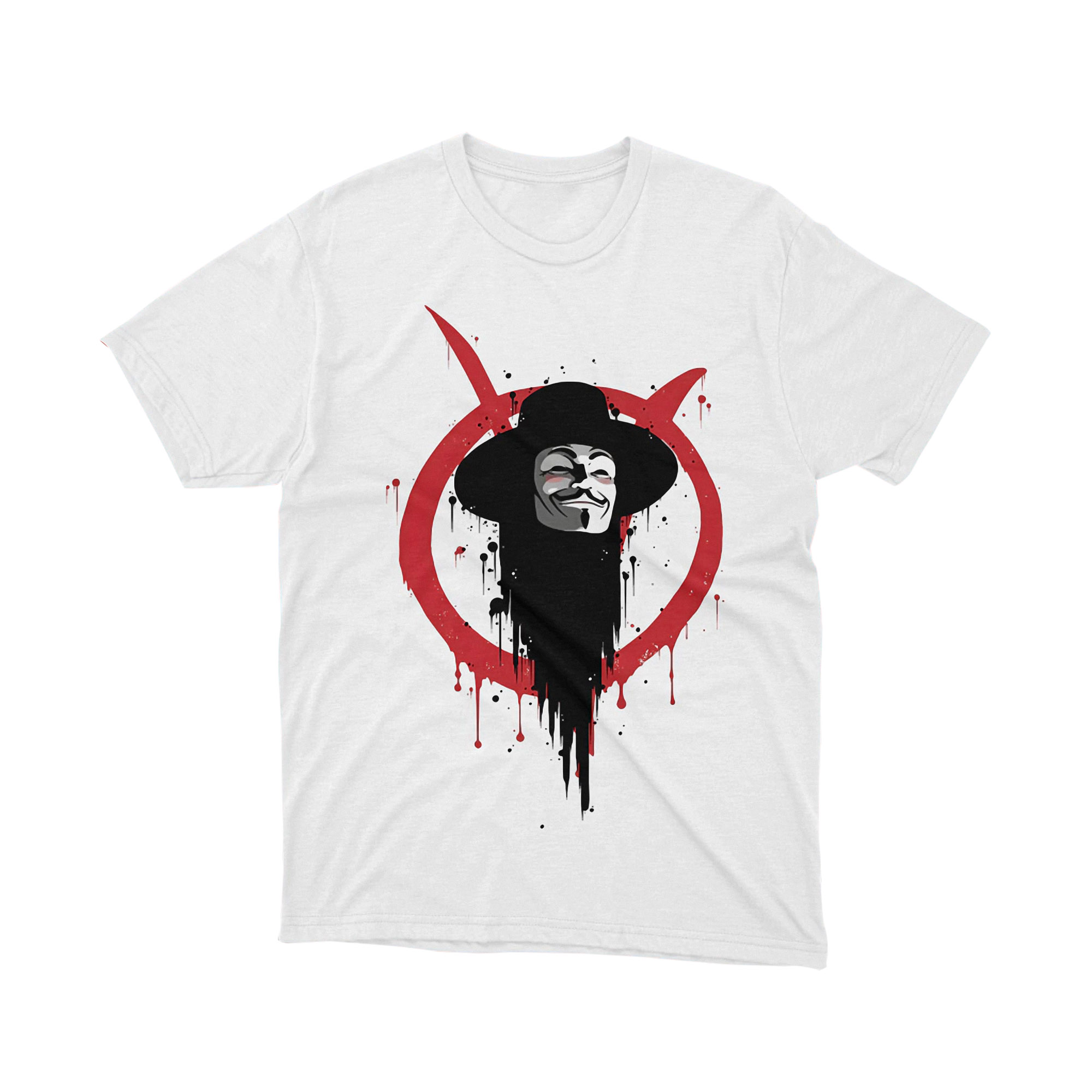 V for Vendetta Dripping Mask Parody T Shirt Red V Symbol Anonymous Art Unisex