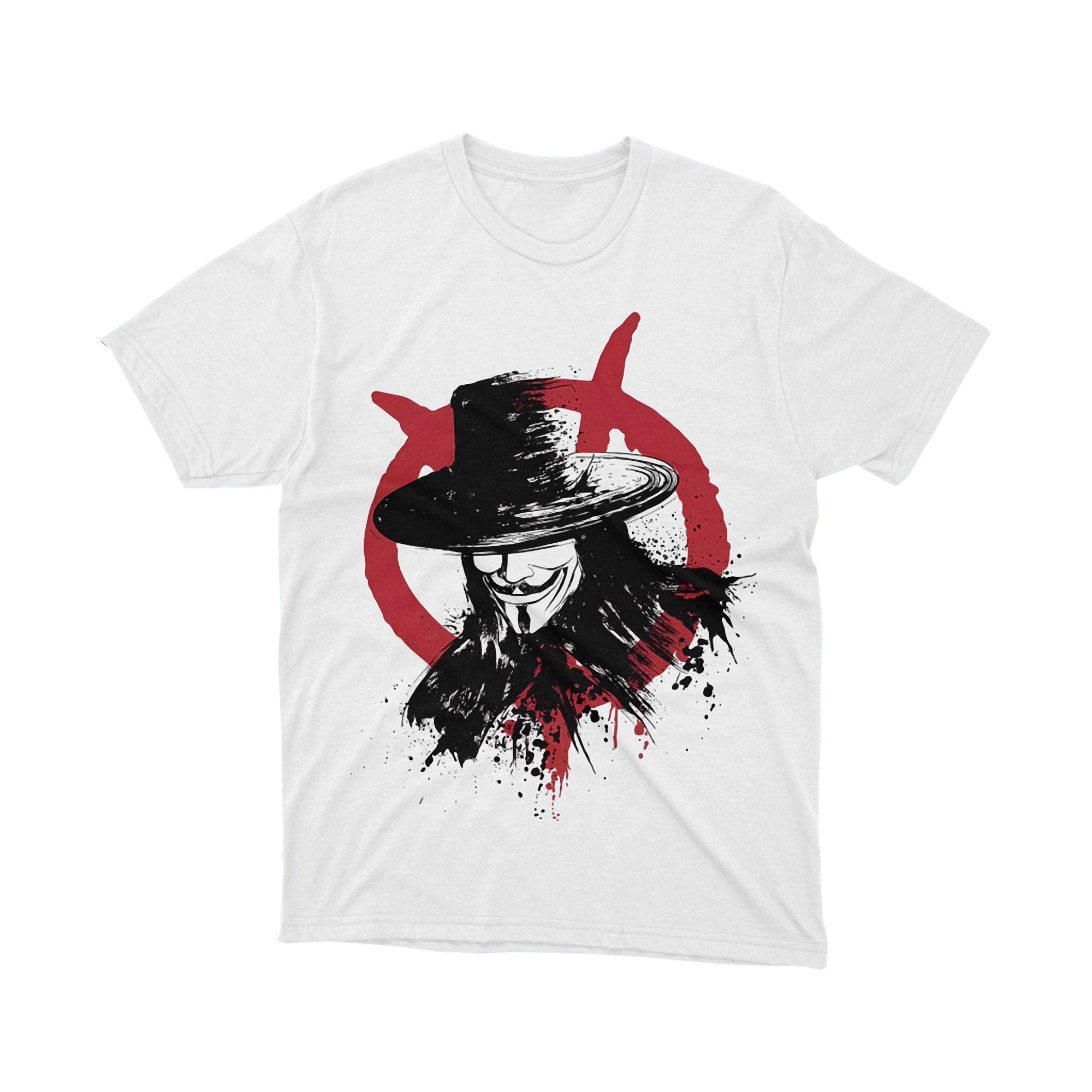 V for Vendetta Mask Splatter Red Symbol Parody T Shirt Urban Revolution Unisex