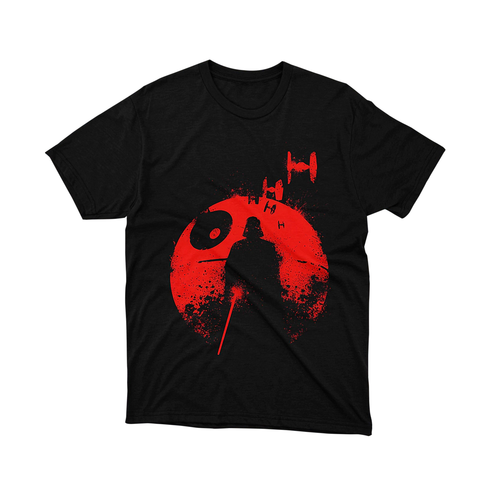 Vader Blood Moon Death Star TIE Fighters Star Wars Parody T Shirt Red Black Unisex