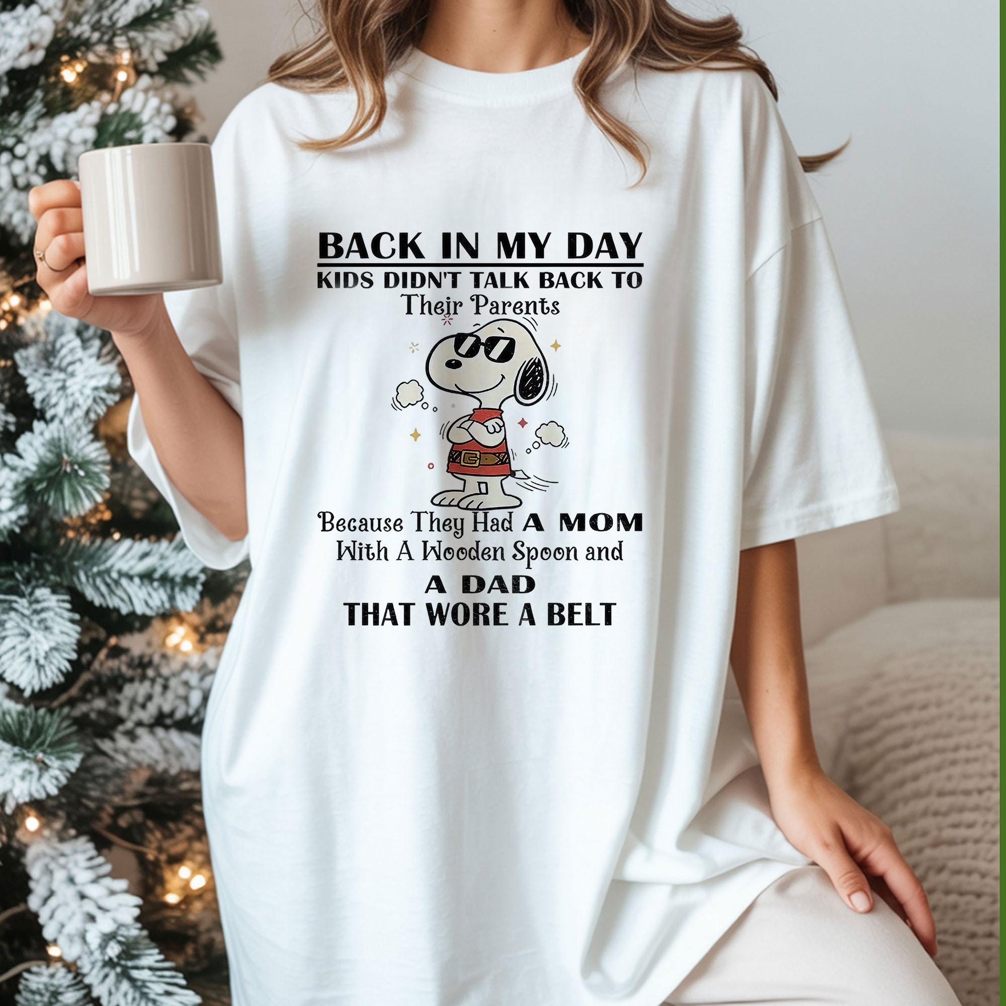 Snoopy Back in My Day Kids Didn’t Talk Back to Their Parents Because They Had a Mom with a Wooden Spoon Funny Vintage Humor Apparel – T-Shirt, Hoodie & Sweatshirt