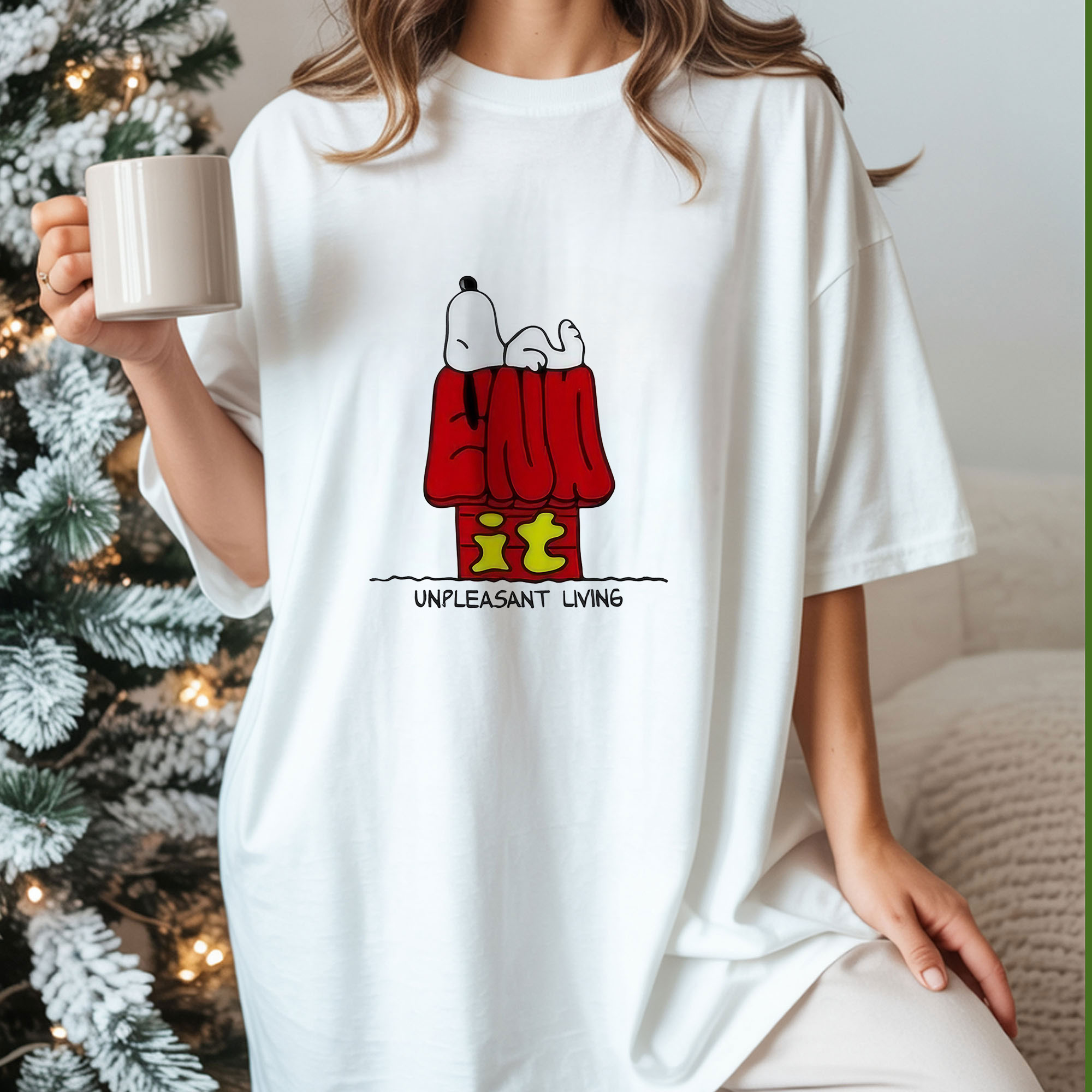 Peanuts Snoopy End It Unpleasant Living Dark Humor Sarcastic Vintage Bootleg Graphic Apparel – T-Shirt, Hoodie & Sweatshirt