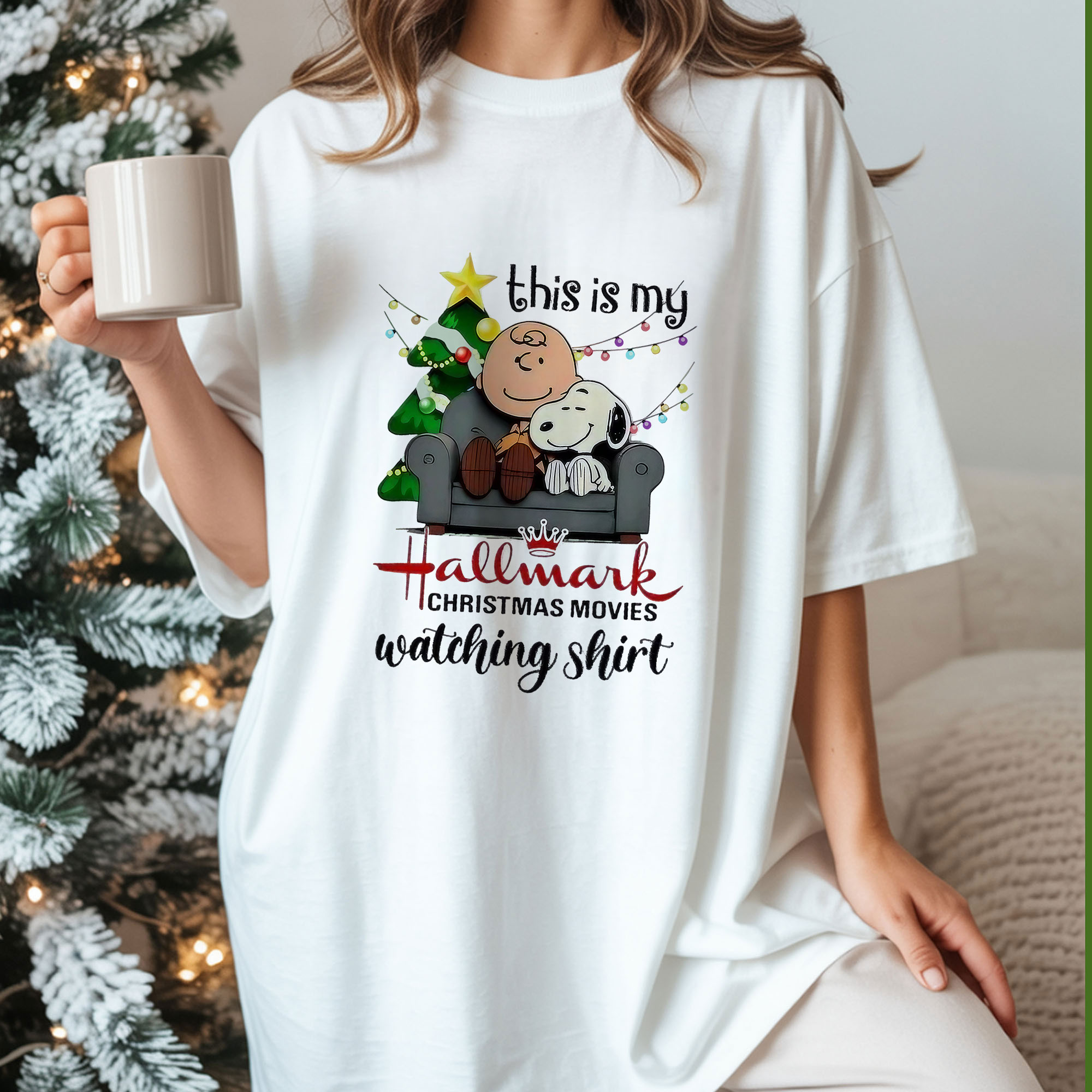 Snoopy and Charlie Brown This Is My Hallmark Christmas Watching Holiday Movie Vintage Bootleg Cozy Apparel – T-Shirt, Hoodie & Sweatshirt