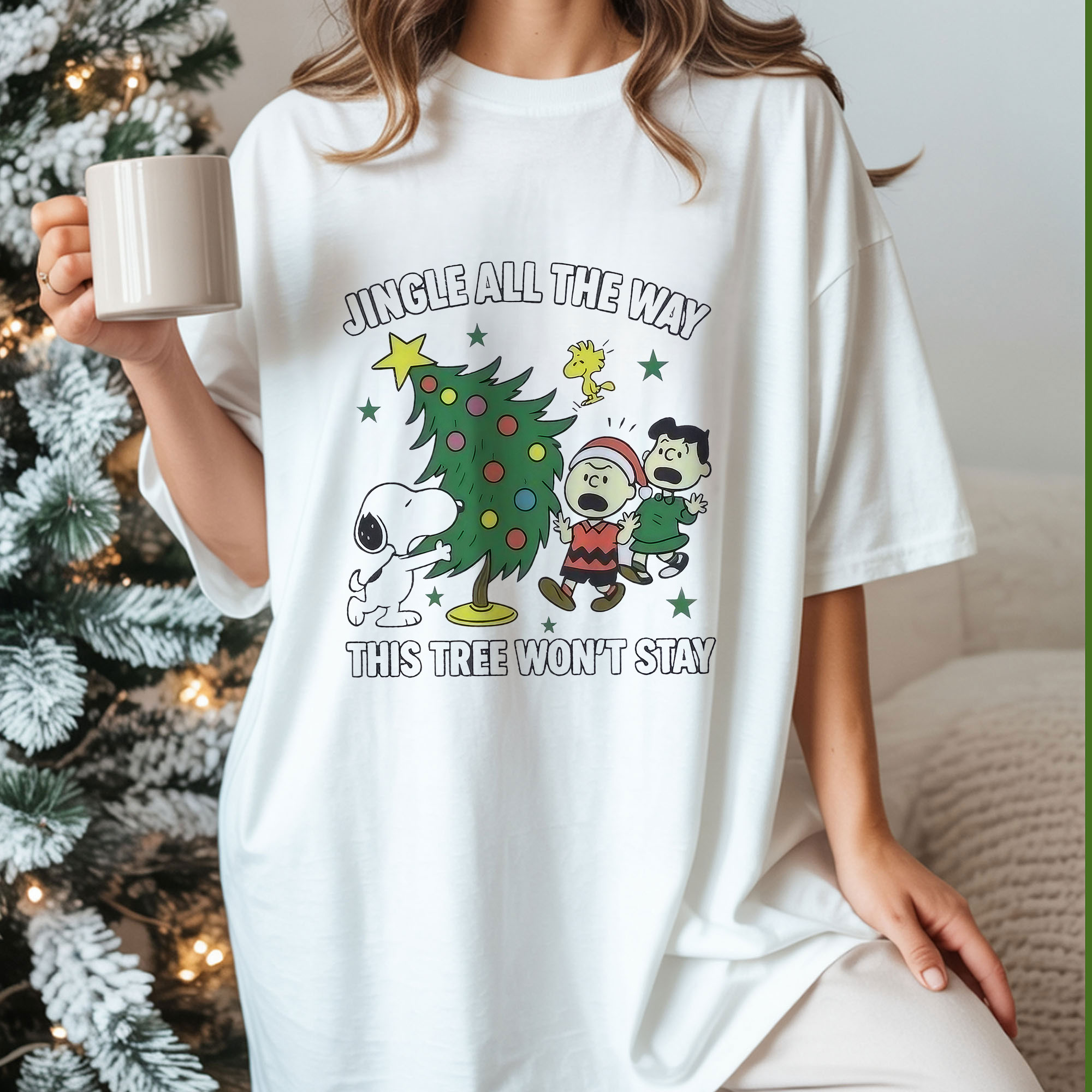 Peanuts Snoopy and Friends Jingle All the Way This Tree Won’t Stay Funny Christmas Holiday Vintage Bootleg Festive Apparel – T-Shirt, Hoodie & Sweatshirt