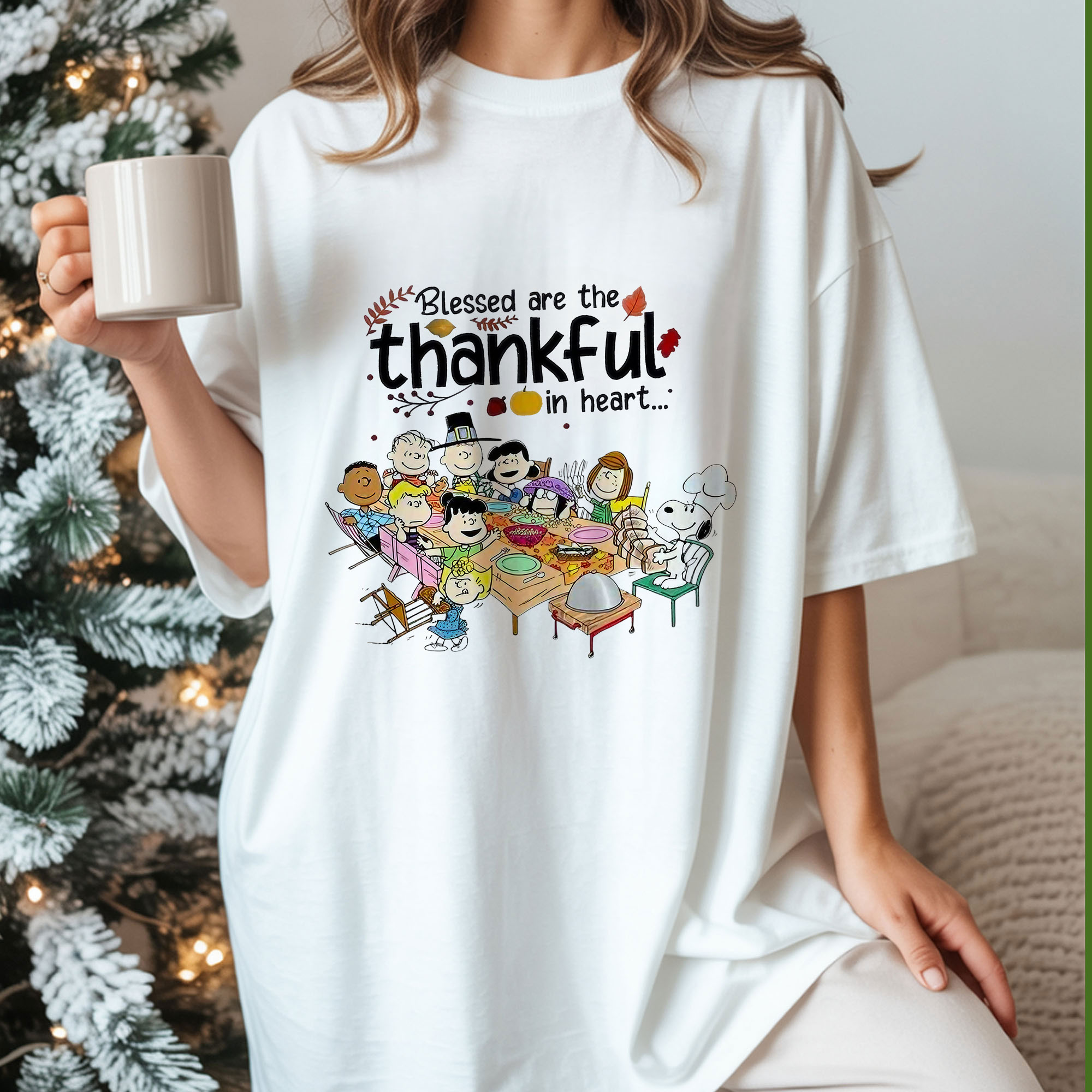 Peanuts Snoopy and Friends Blessed Are the Thankful in Heart Faith Gratitude Thanksgiving Vintage Bootleg Christian Apparel – T-Shirt, Hoodie & Sweatshirt
