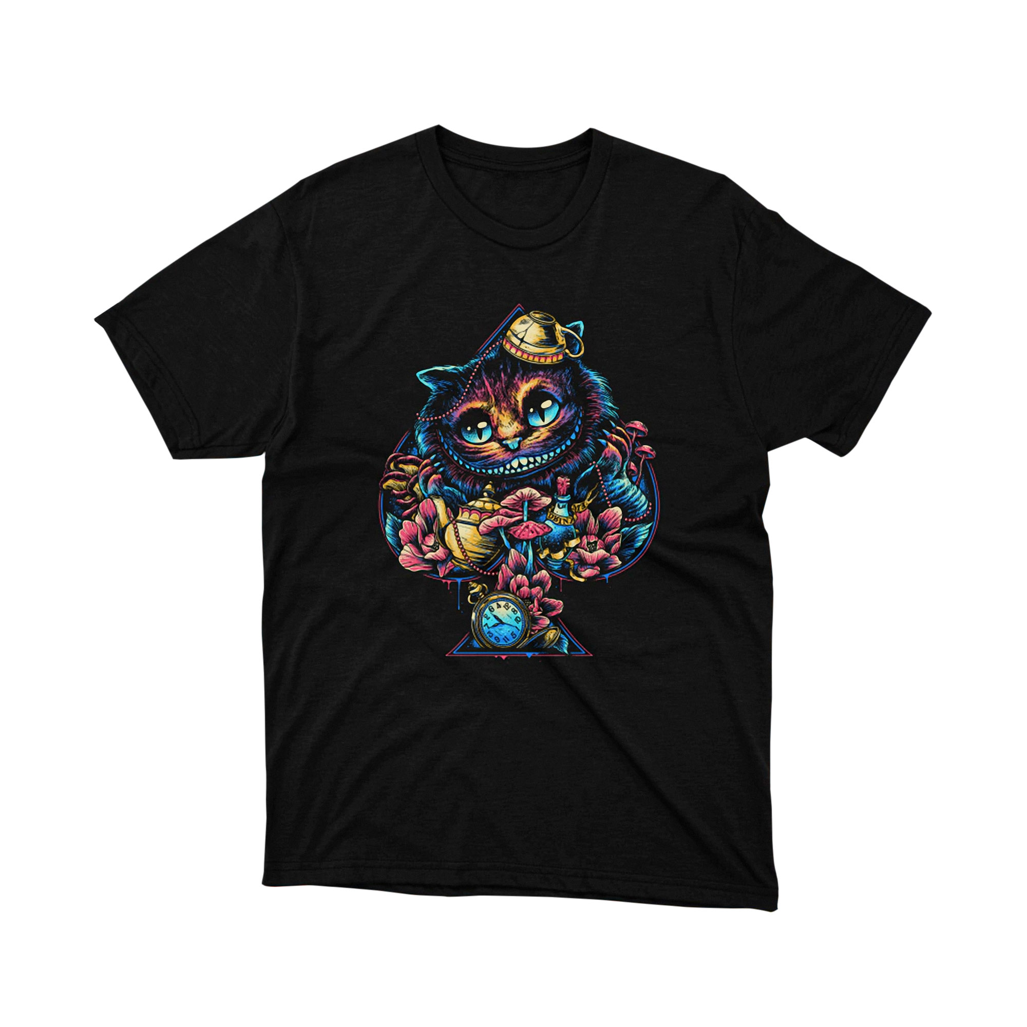 Wonderland Cheshire Cat Ace Playing Card T Shirt